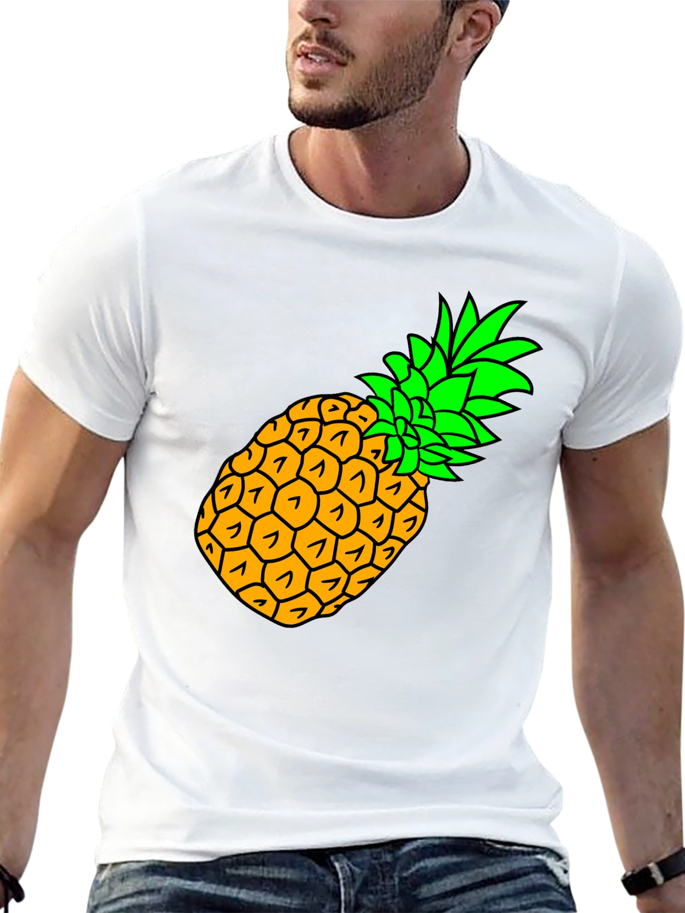 Pineapple Graphic Black T-Shirt - Tropical Fruit Tee