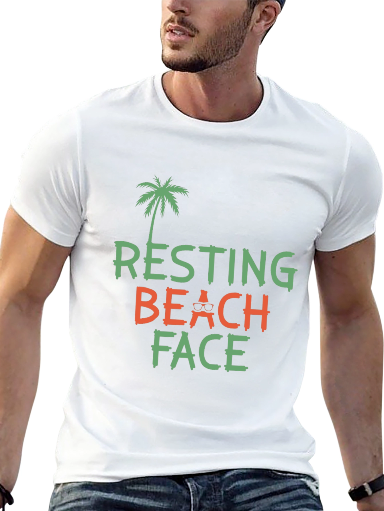 Resting Beach Face Graphic Tee - Black