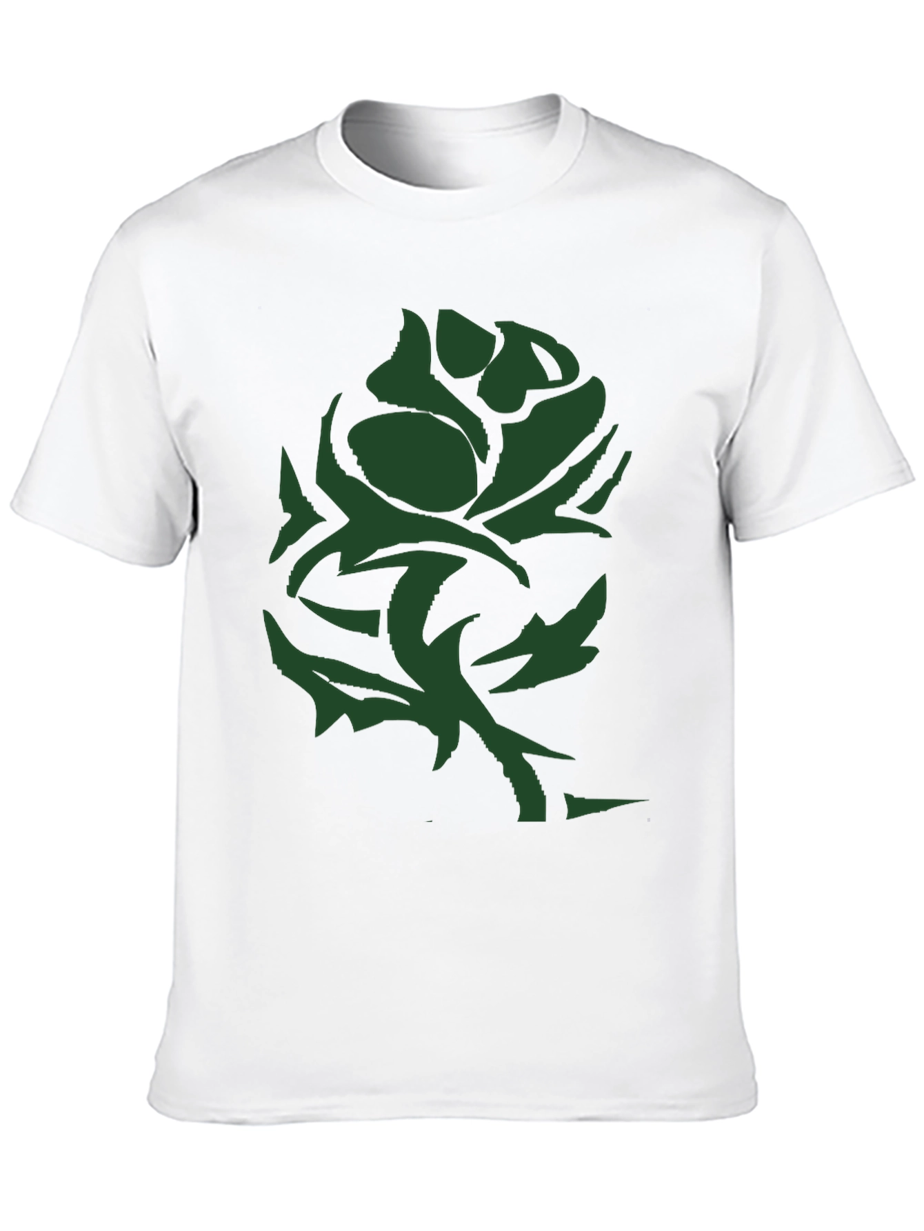 Green Rose Graphic Tee - Black Casual T-Shirt
