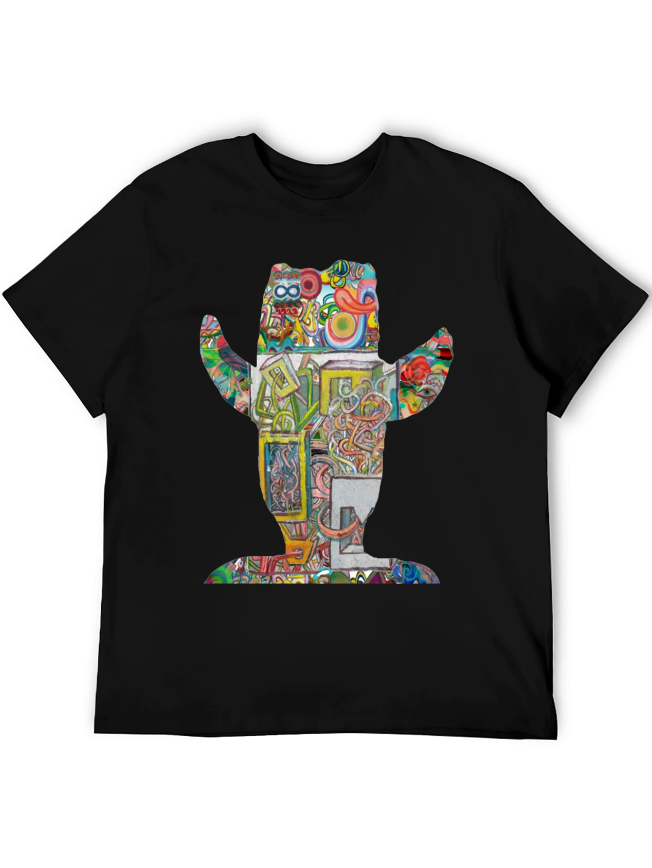 Abstract Bear Graphic Print Crew Neck T-Shirt