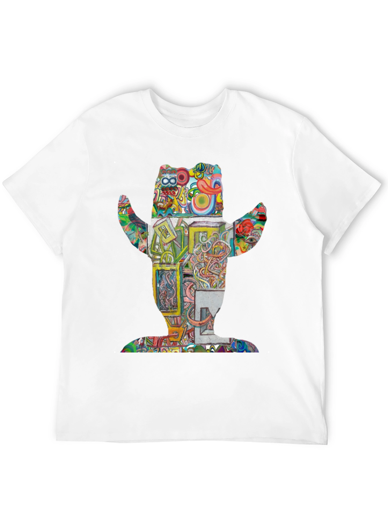 Abstract Bear Graphic Print Crew Neck T-Shirt