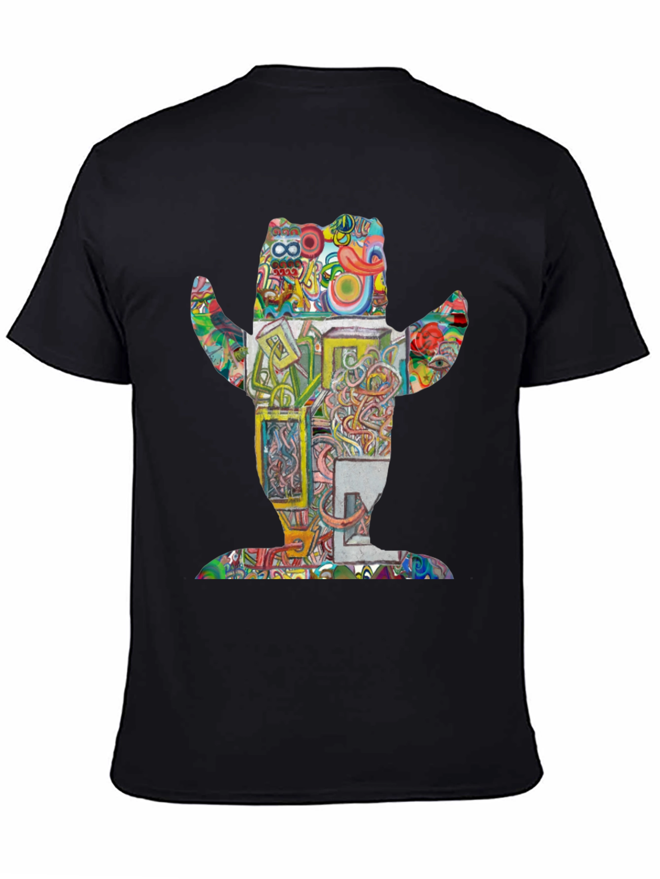 Abstract Bear Graphic Print Crew Neck T-Shirt