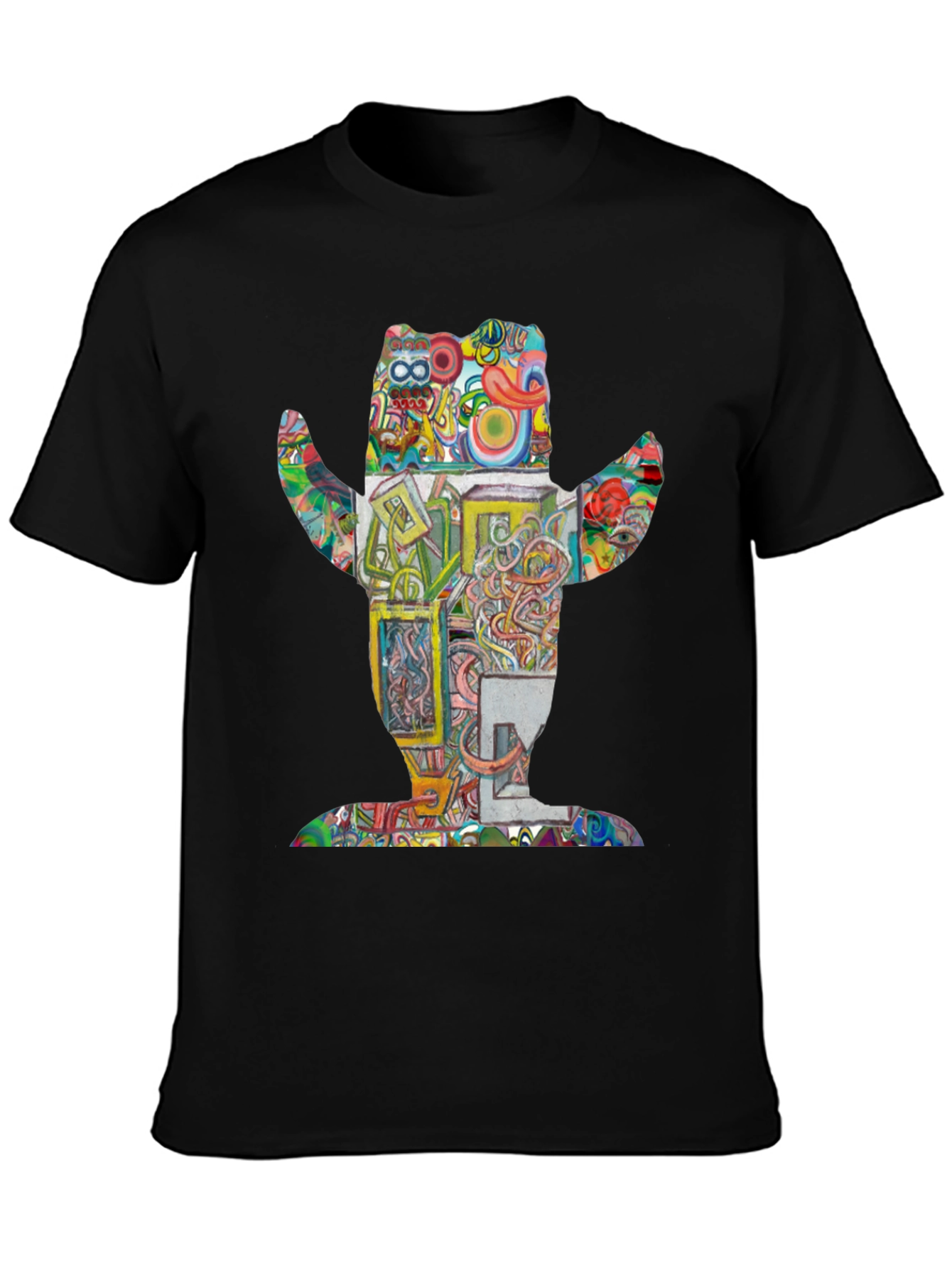 Abstract Bear Graphic Print Crew Neck T-Shirt