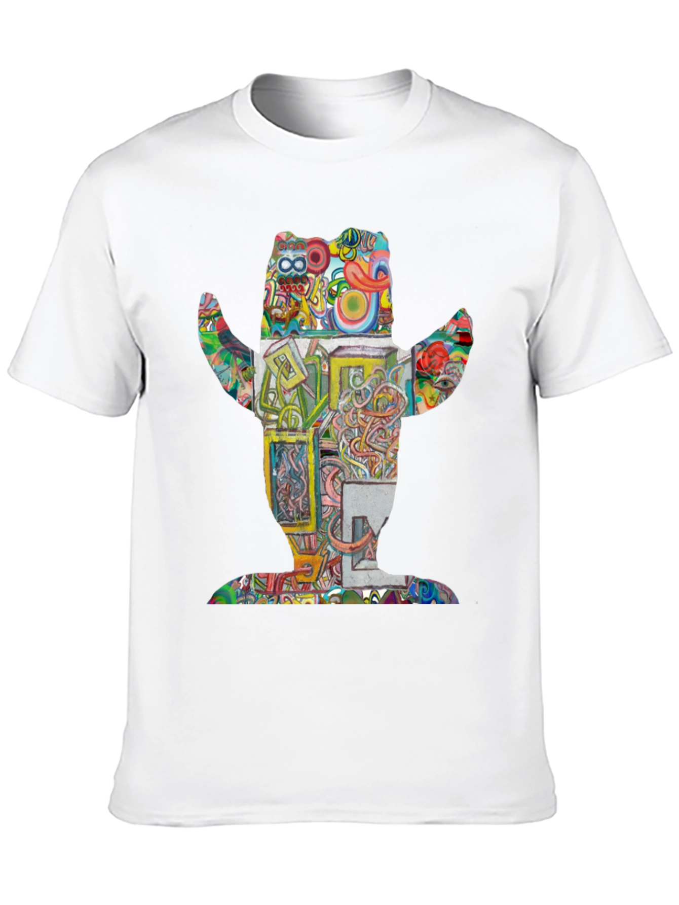 Abstract Bear Graphic Print Crew Neck T-Shirt