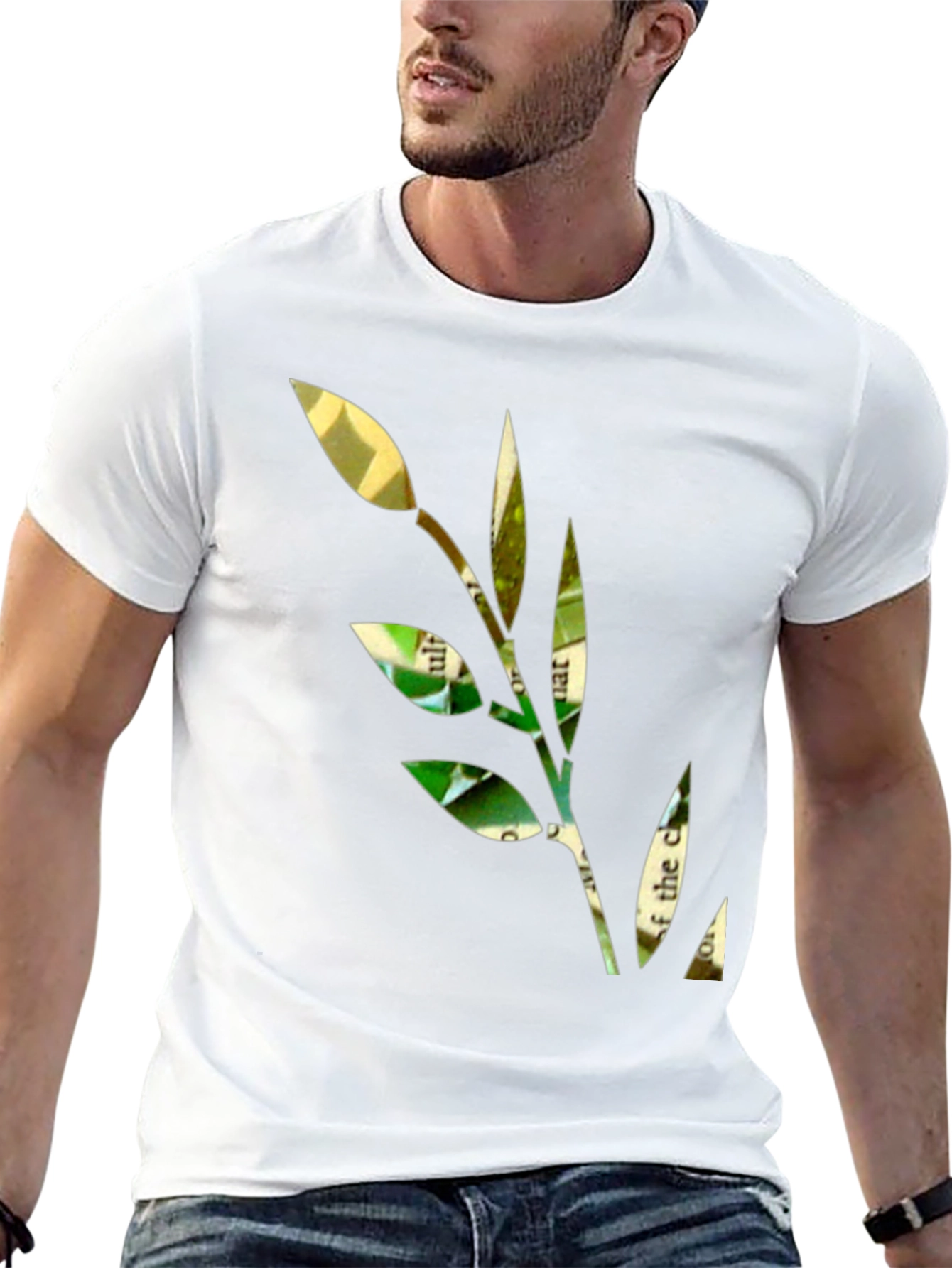 Unique Leaf Graphic Black T-Shirt