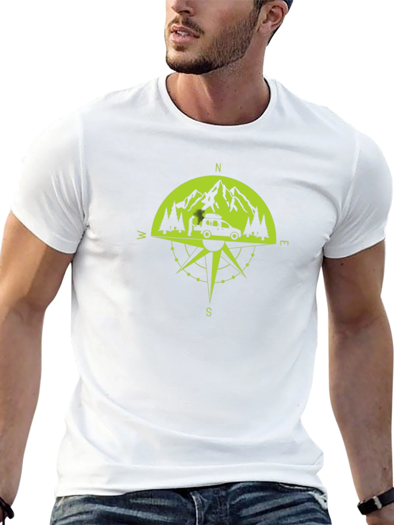 Adventure Compass Graphic T-Shirt - Black