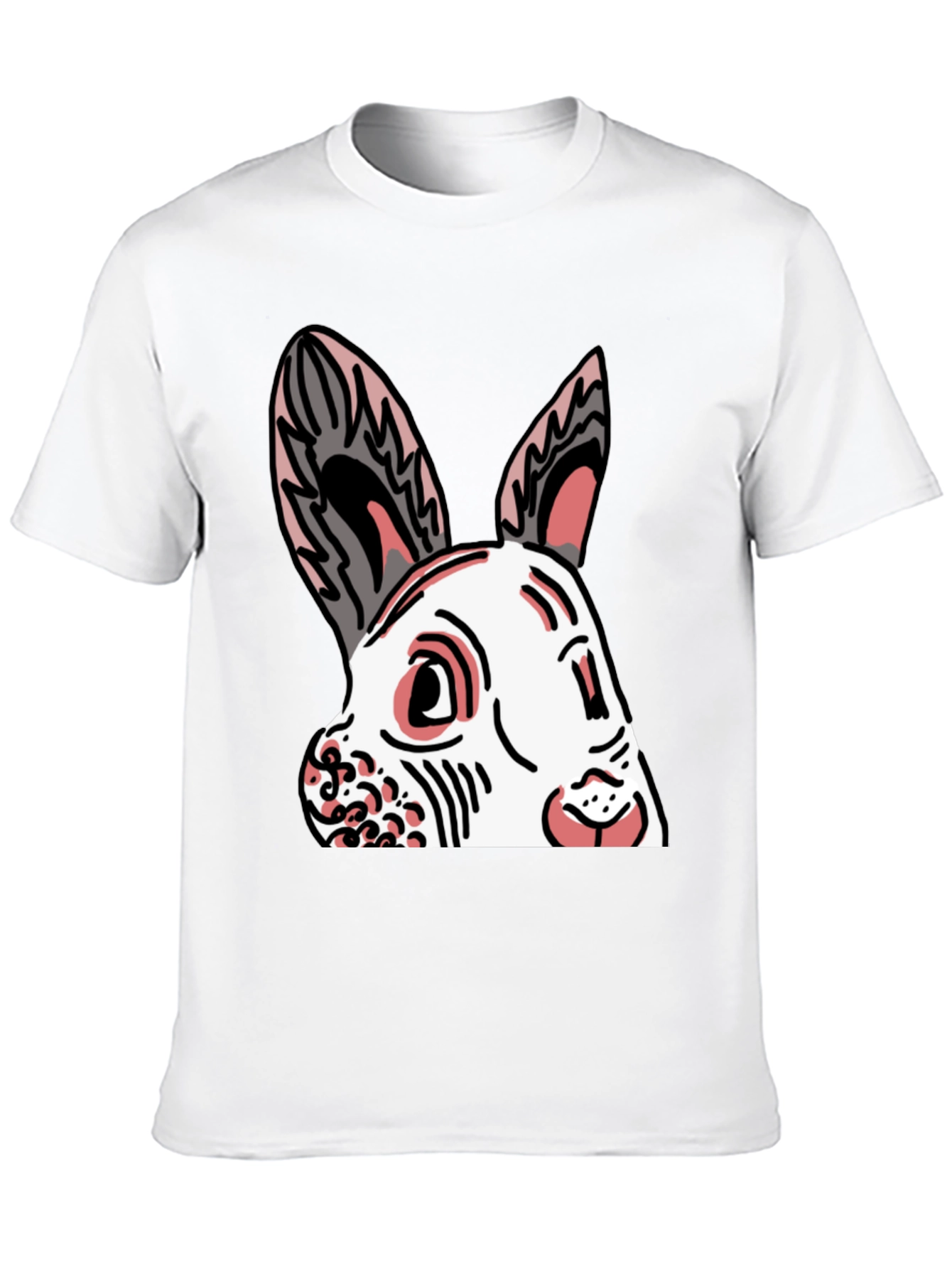 Bunny Graphic Tee - Black Cotton Blend Shirt