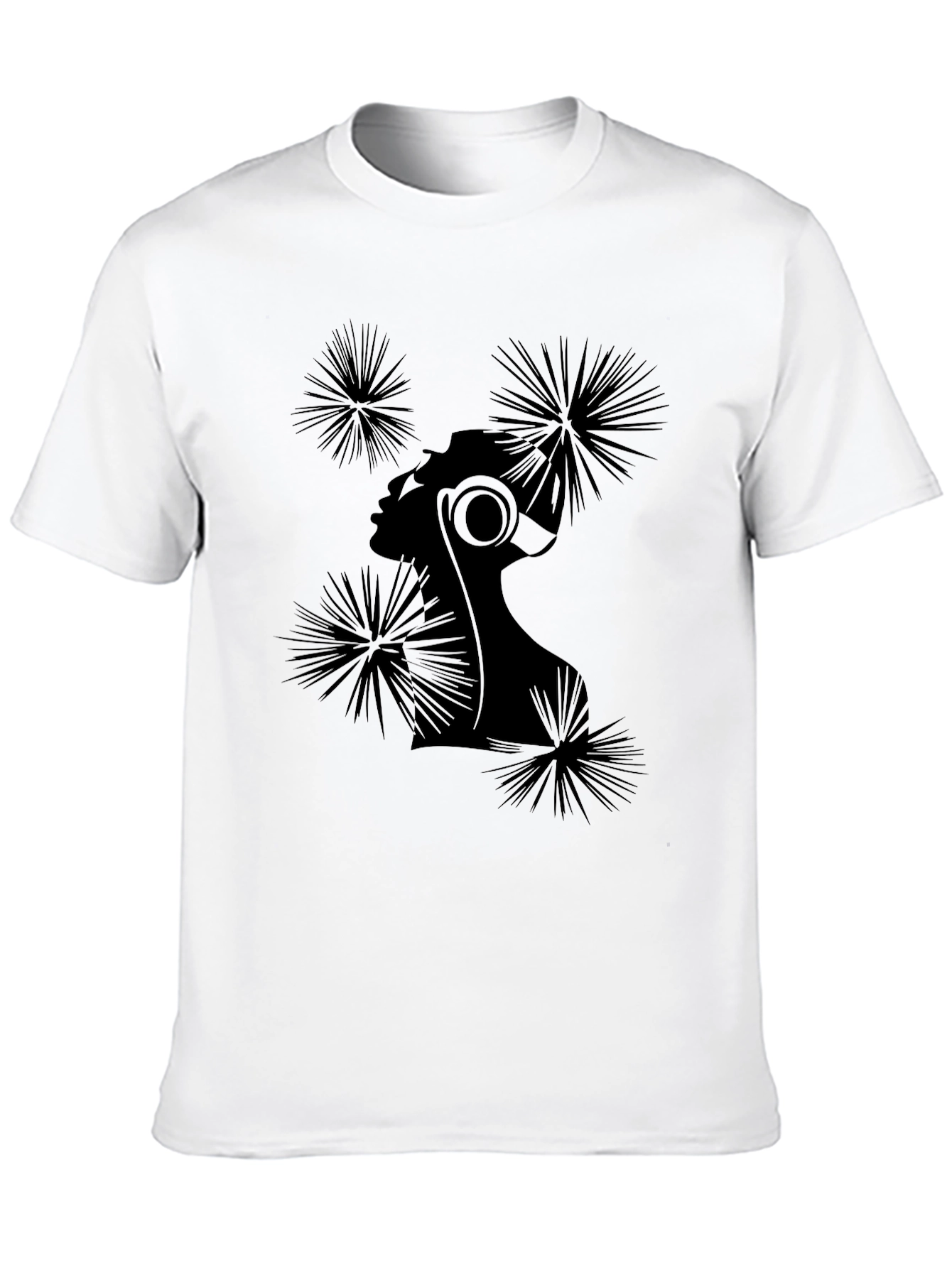 Stylish Black T-Shirt with Abstract Woman Design