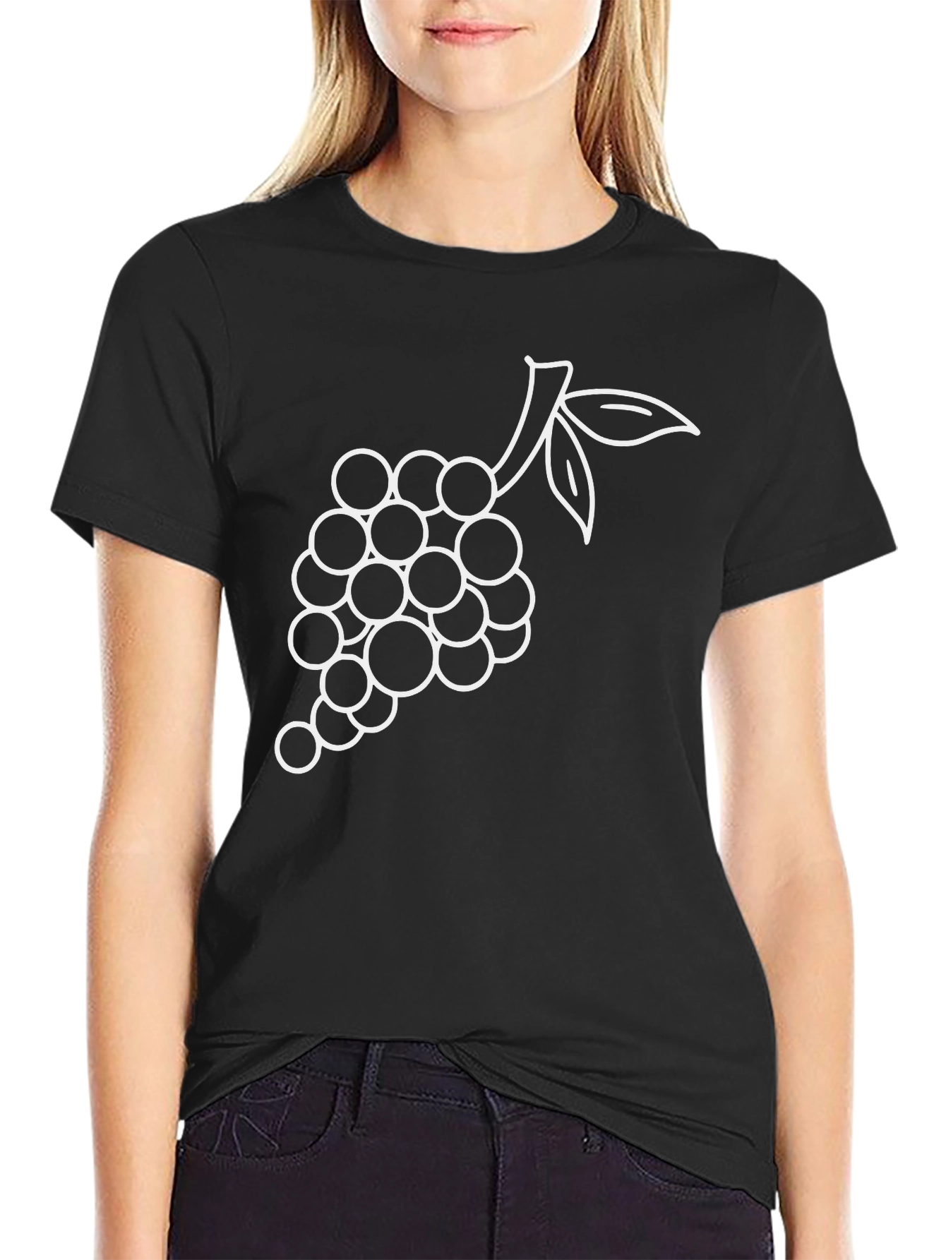 Grapes Graphic Tee - Stylish Black T-Shirt