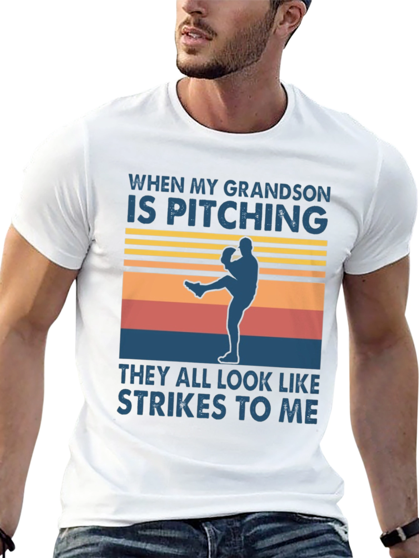 Grandson Pitching T-Shirt - Baseball Grandpa Pride