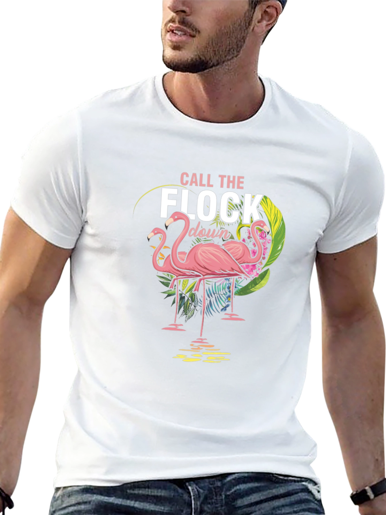 Call the Flock Down Flamingo Graphic Tee - Black