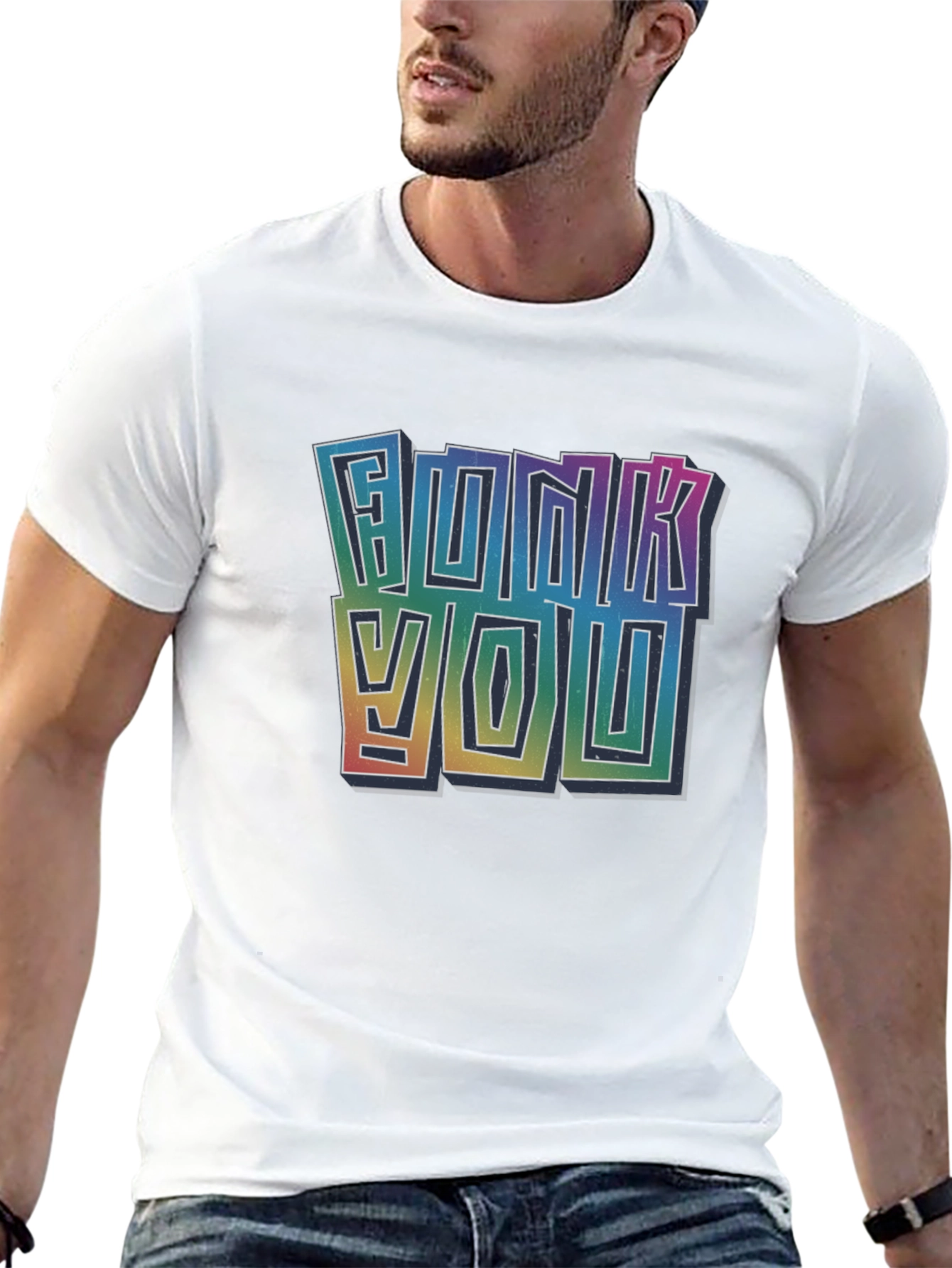 Funky You Graphic Tee - Vibrant Rainbow Print