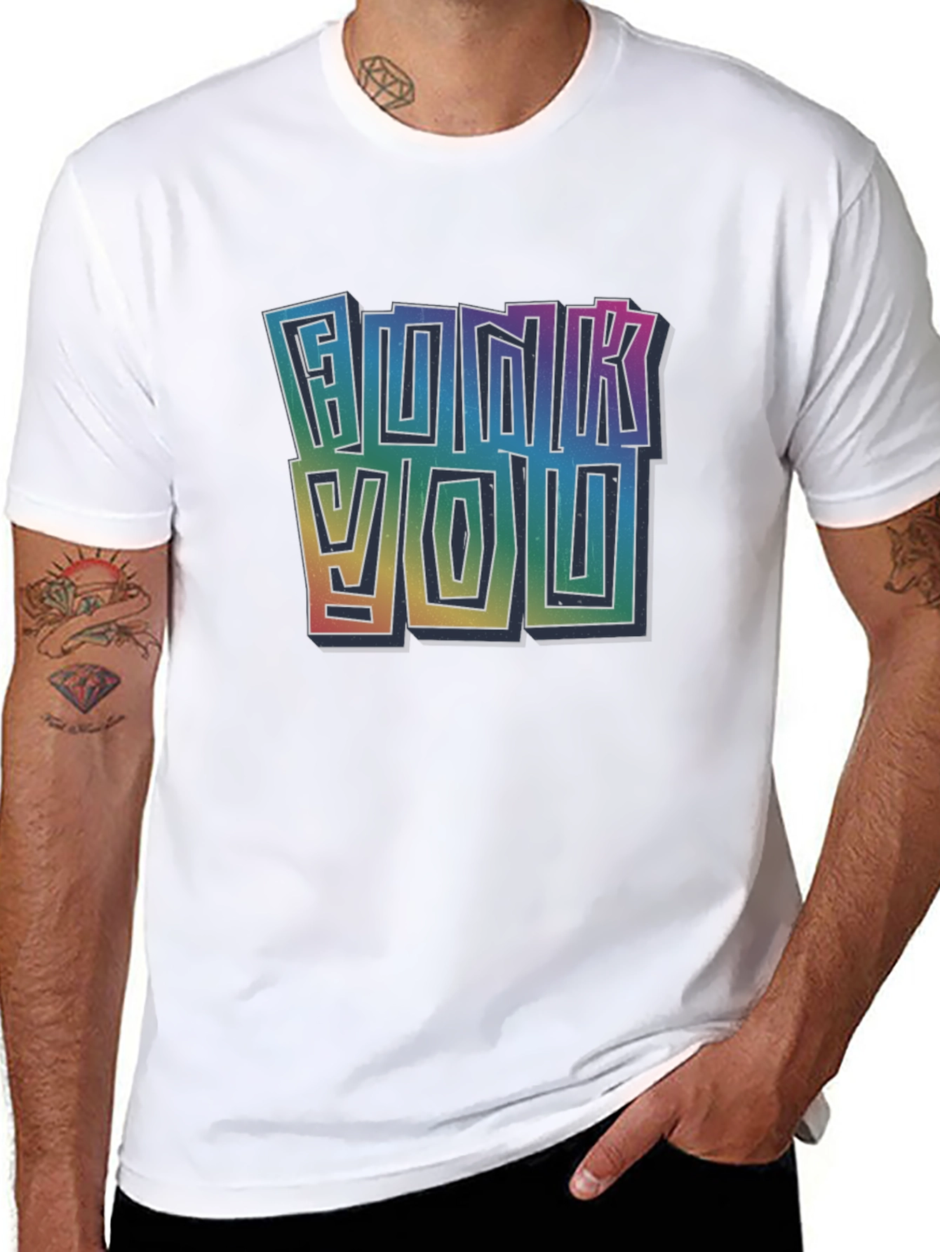 Funky You Graphic Tee - Vibrant Rainbow Print