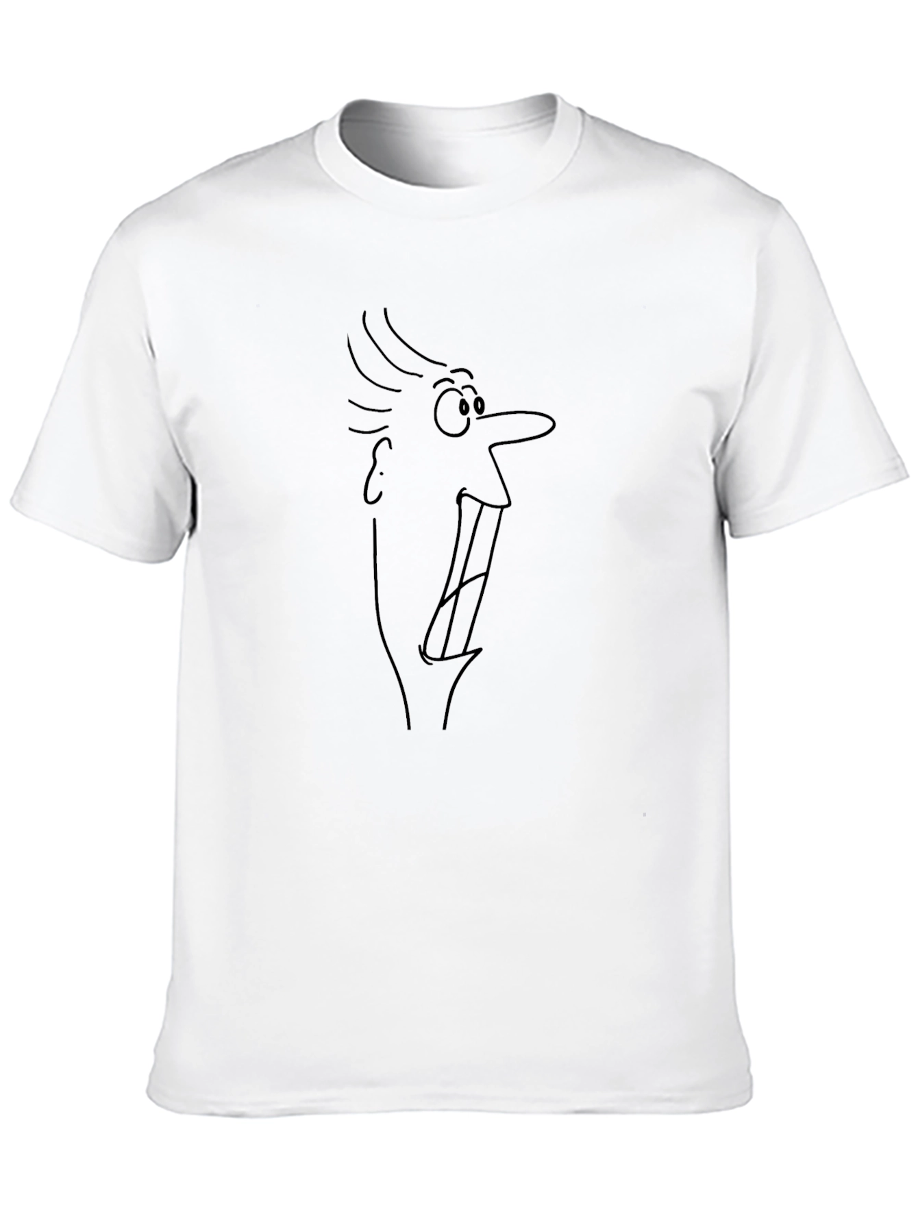 Cartoon Face Graphic Tee - Black Cotton Blend