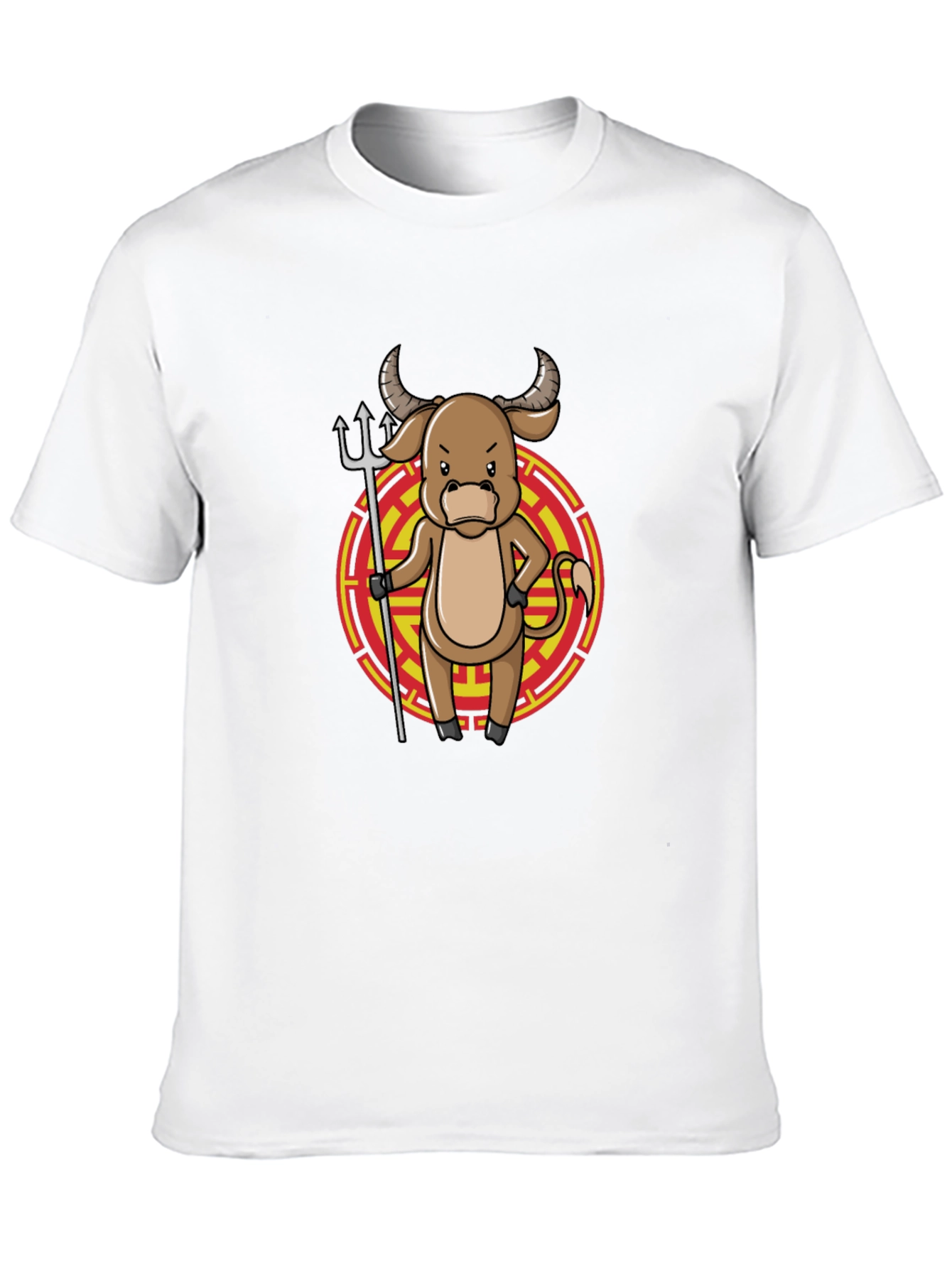 Cartoon Ox Black T-Shirt