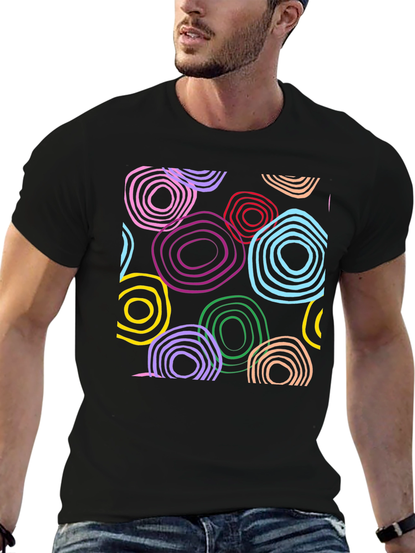 Funky Rings Graphic Black T-Shirt
