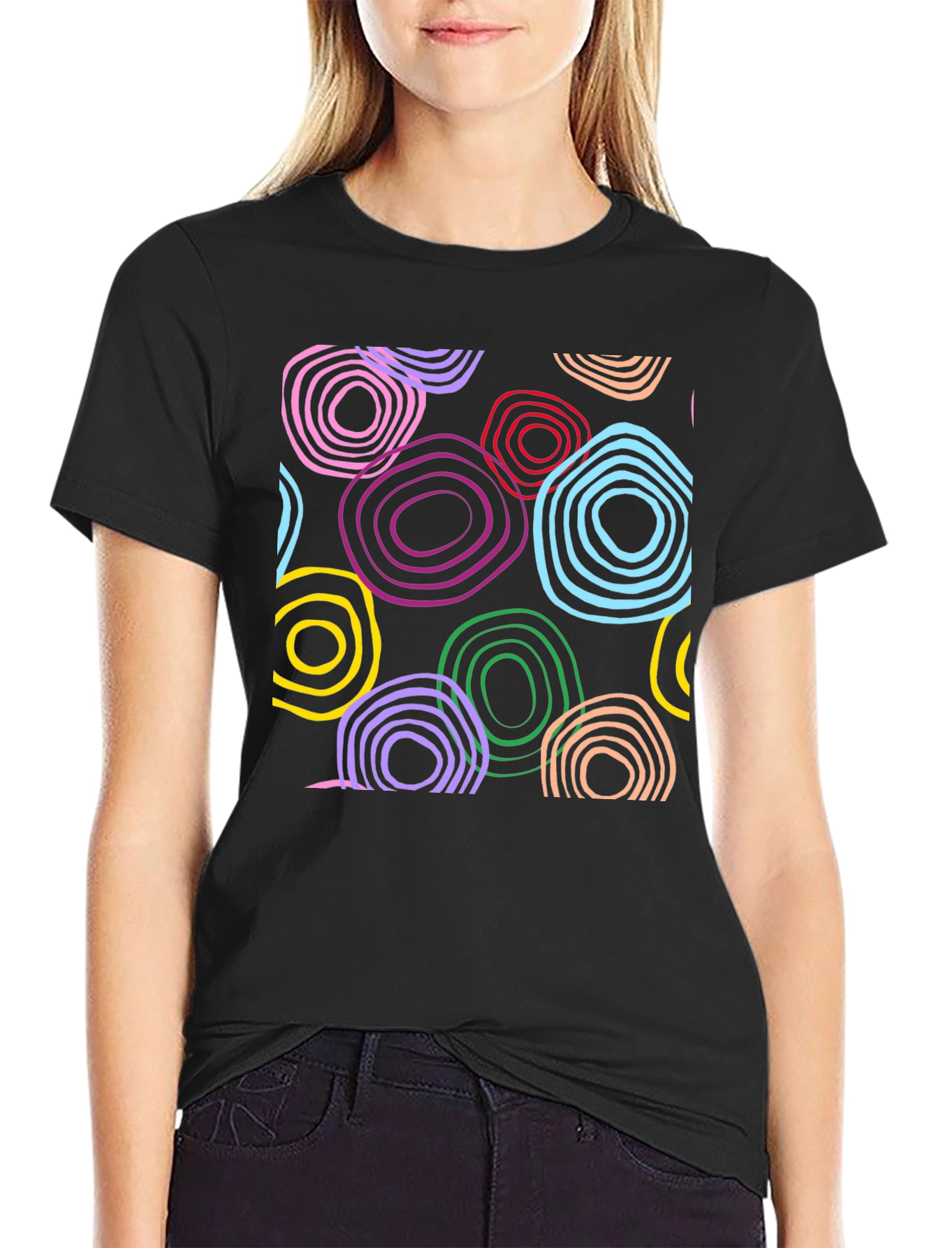 Funky Rings Graphic Black T-Shirt