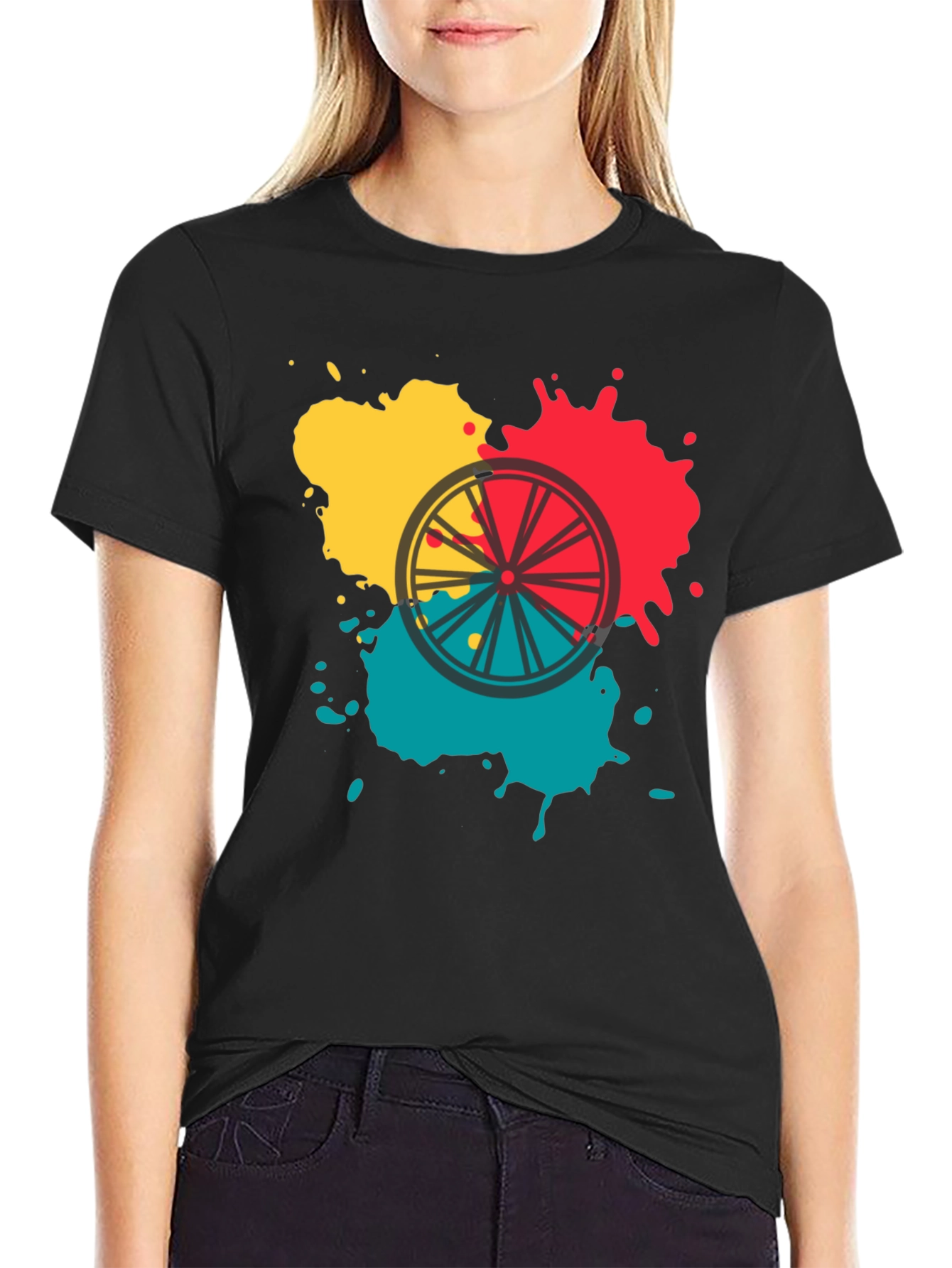 Abstract Bike Wheel Graphic Tee - Soft Cotton Blend
