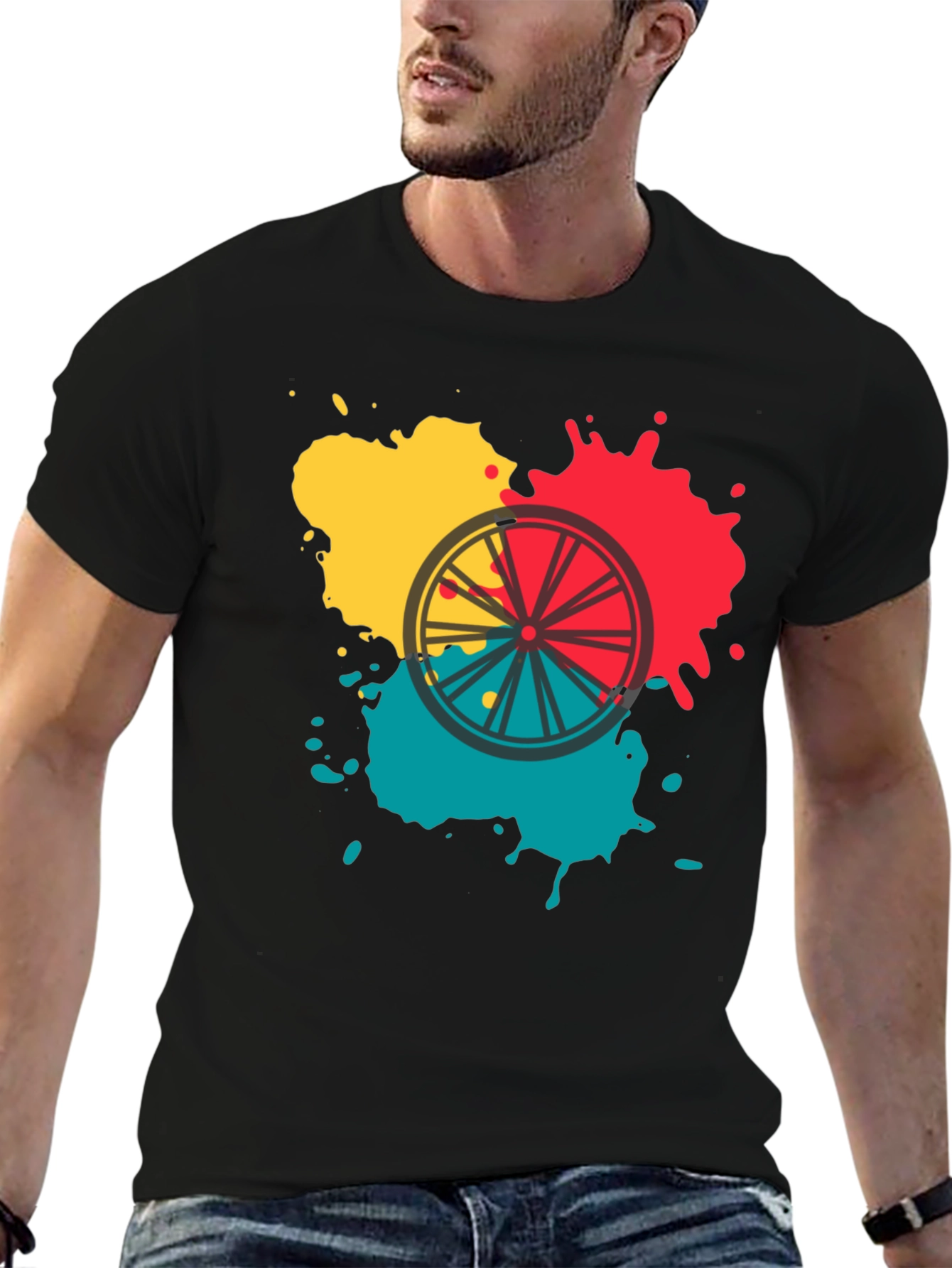 Abstract Bike Wheel Graphic Tee - Soft Cotton Blend