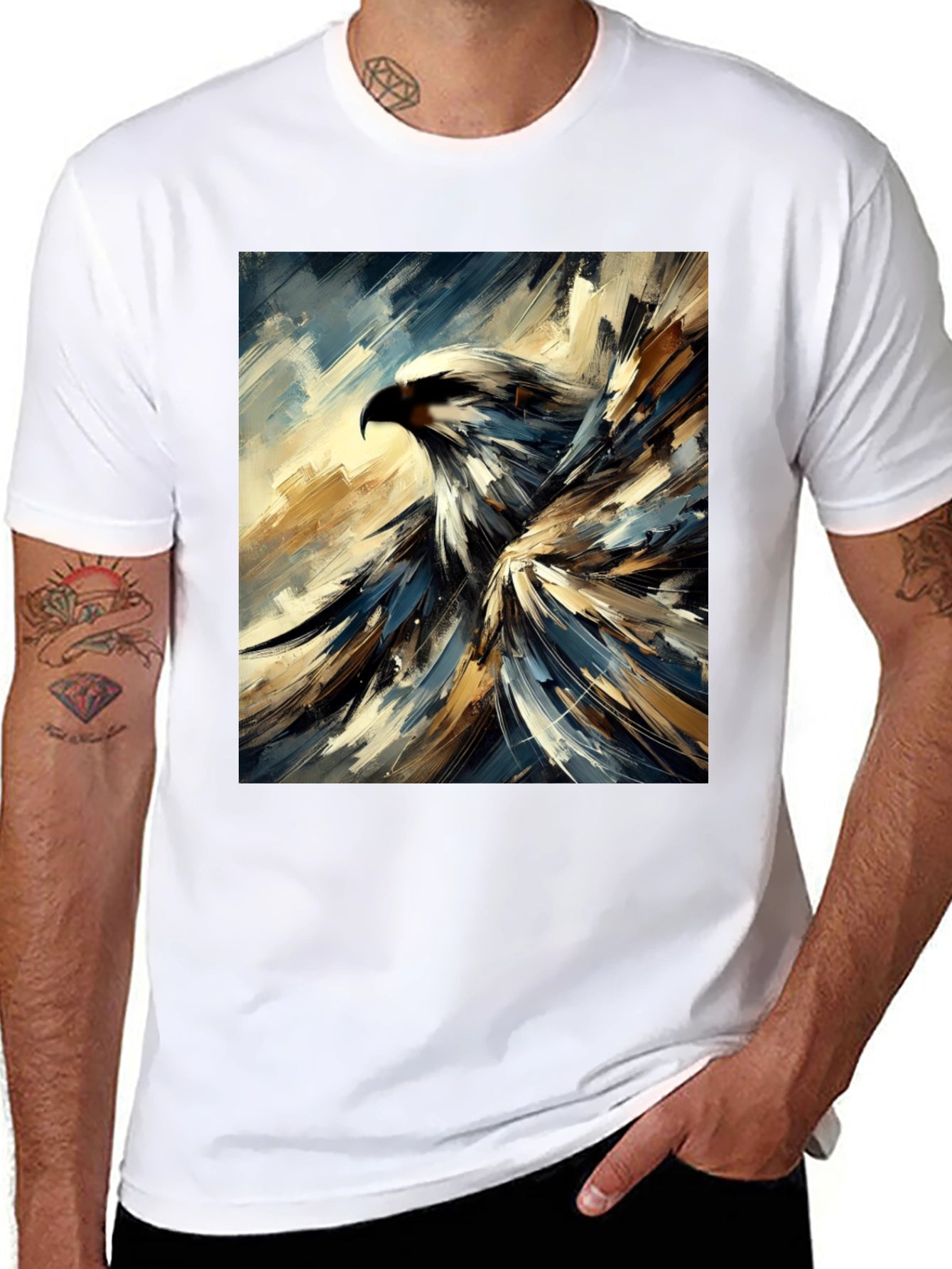 Abstract Eagle Graphic Black T-Shirt
