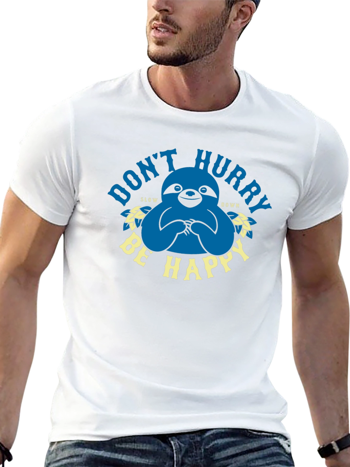 Dont Hurry Be Happy Sloth Graphic Tee