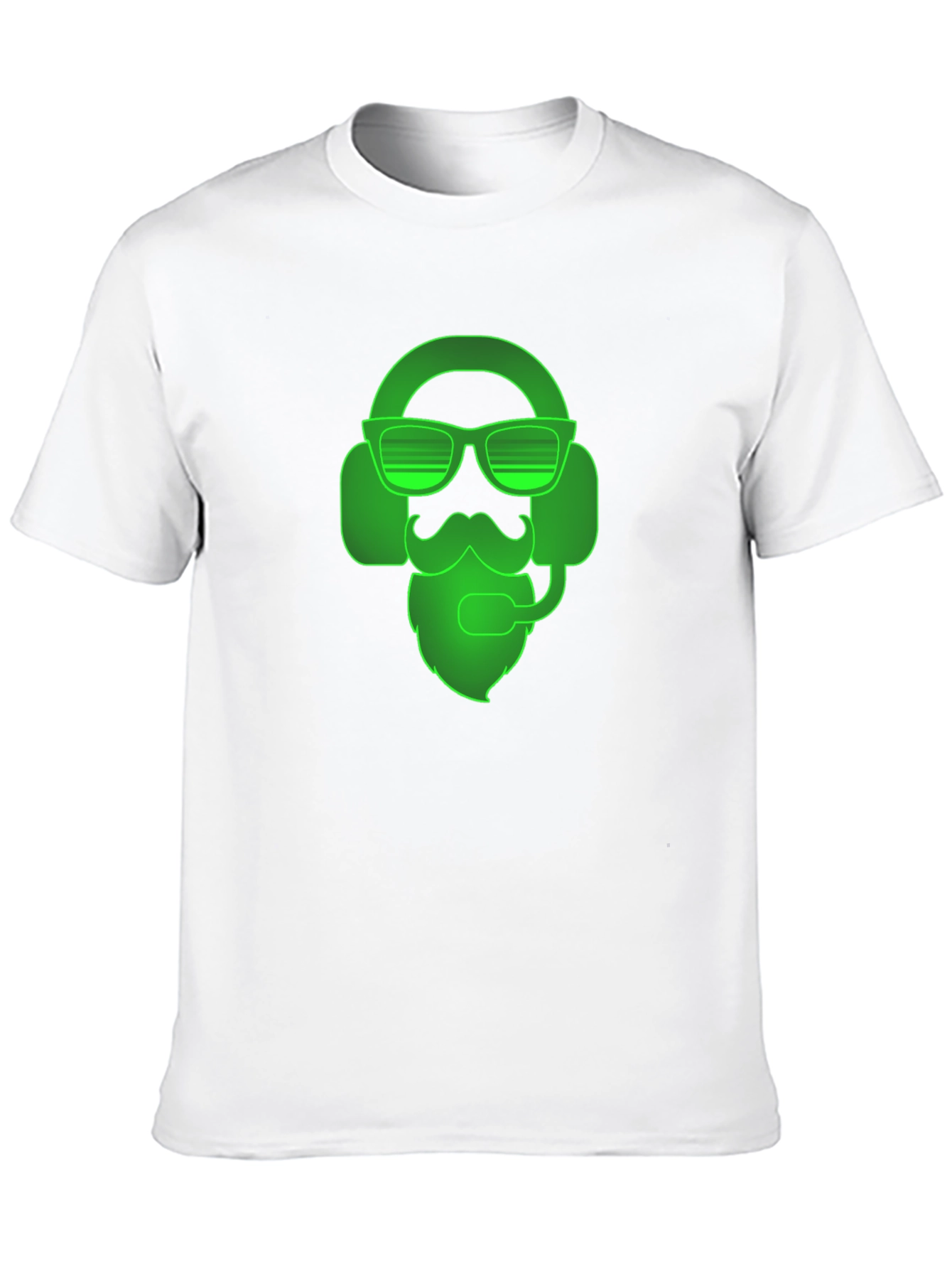 Gamer Beard T-Shirt - Neon Green Headset Design