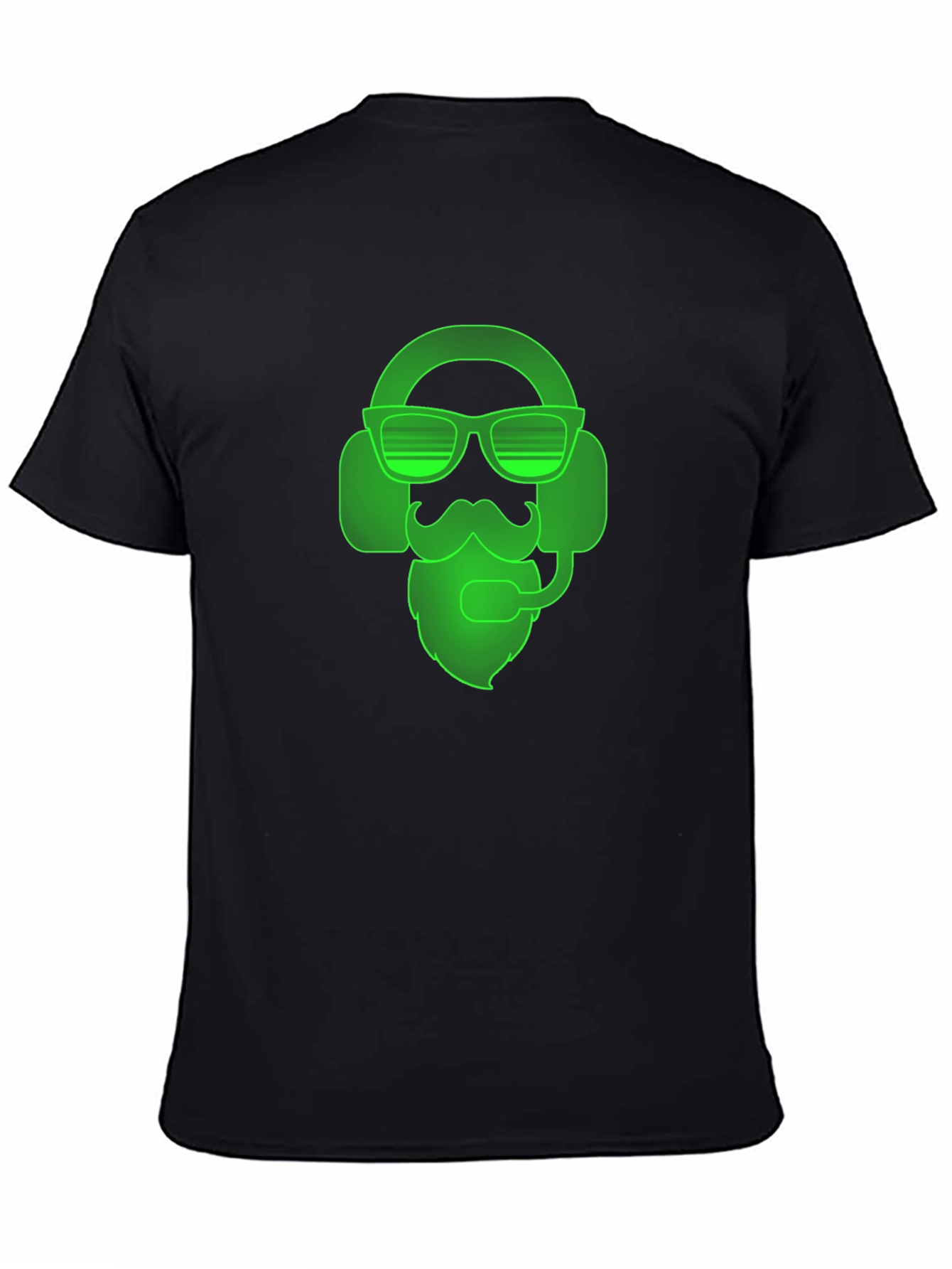Gamer Beard T-Shirt - Neon Green Headset Design