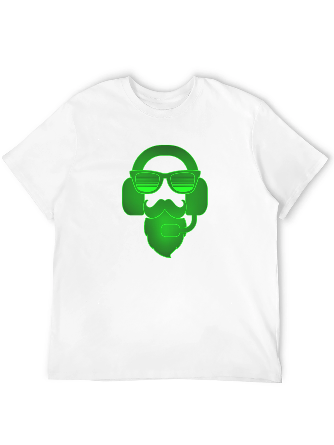 Gamer Beard T-Shirt - Neon Green Headset Design