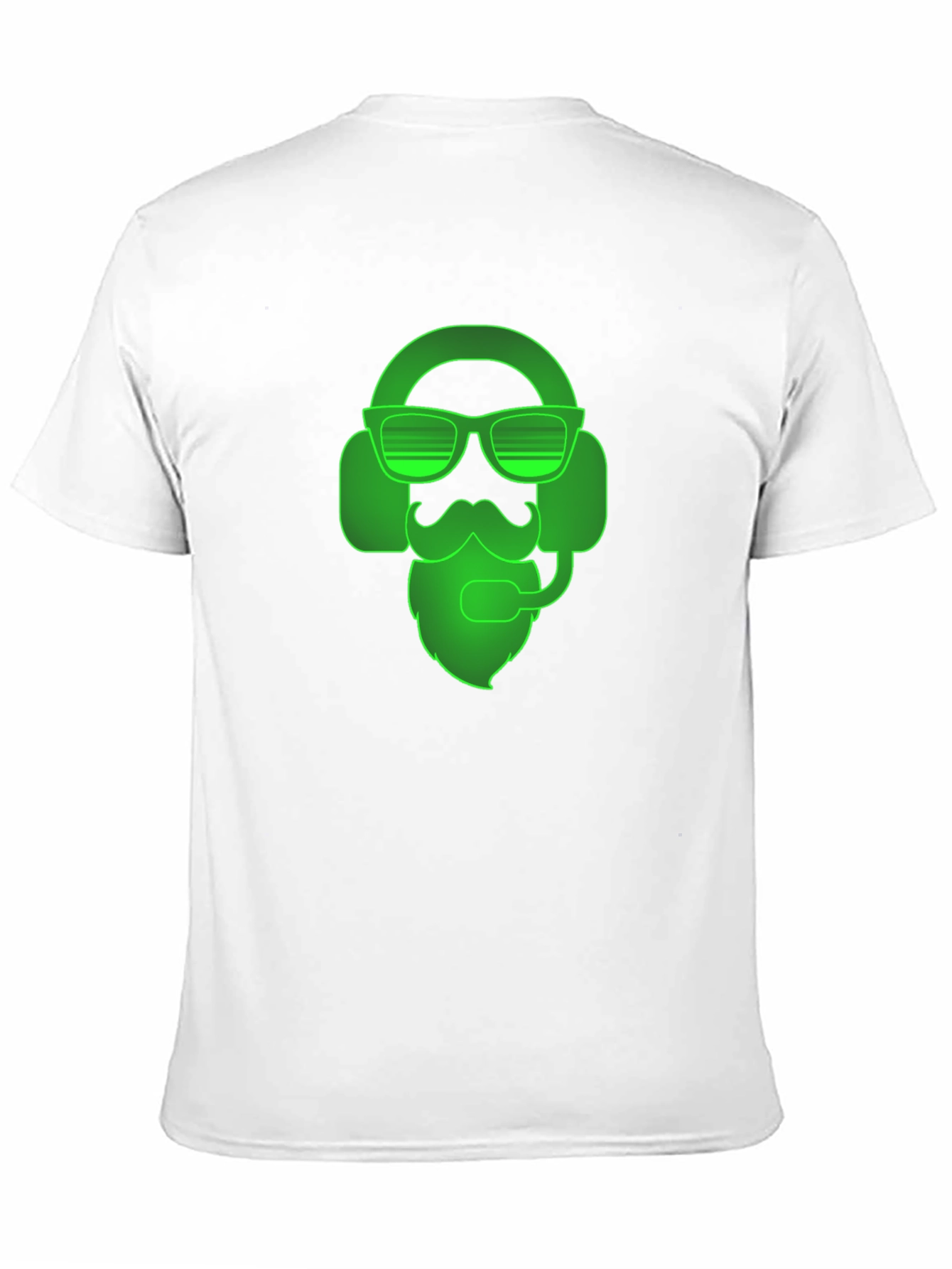 Gamer Beard T-Shirt - Neon Green Headset Design