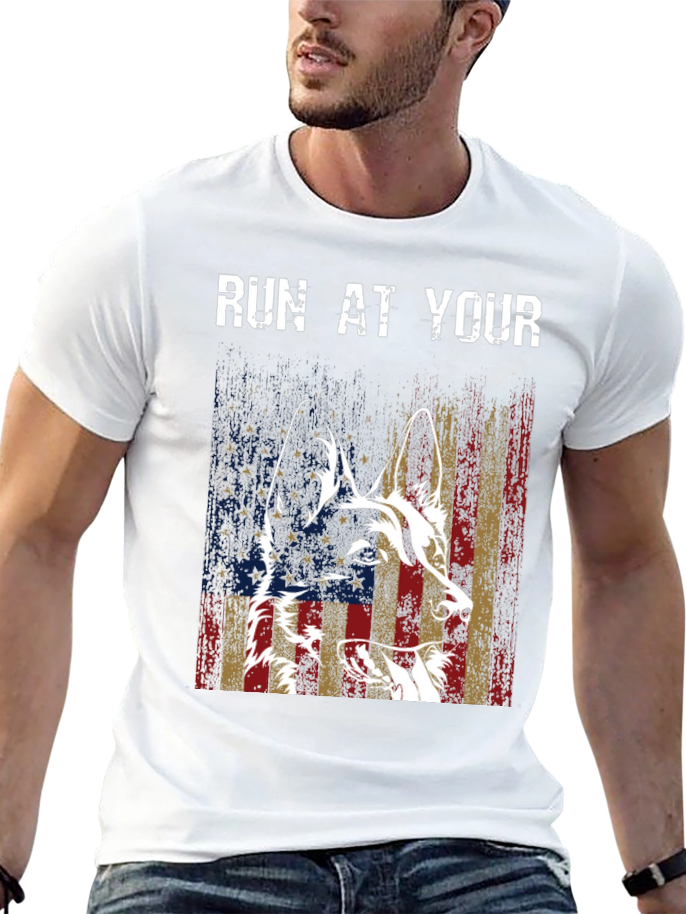 Patriotic Dog Graphic Tee - American Flag Dog T-Shirt