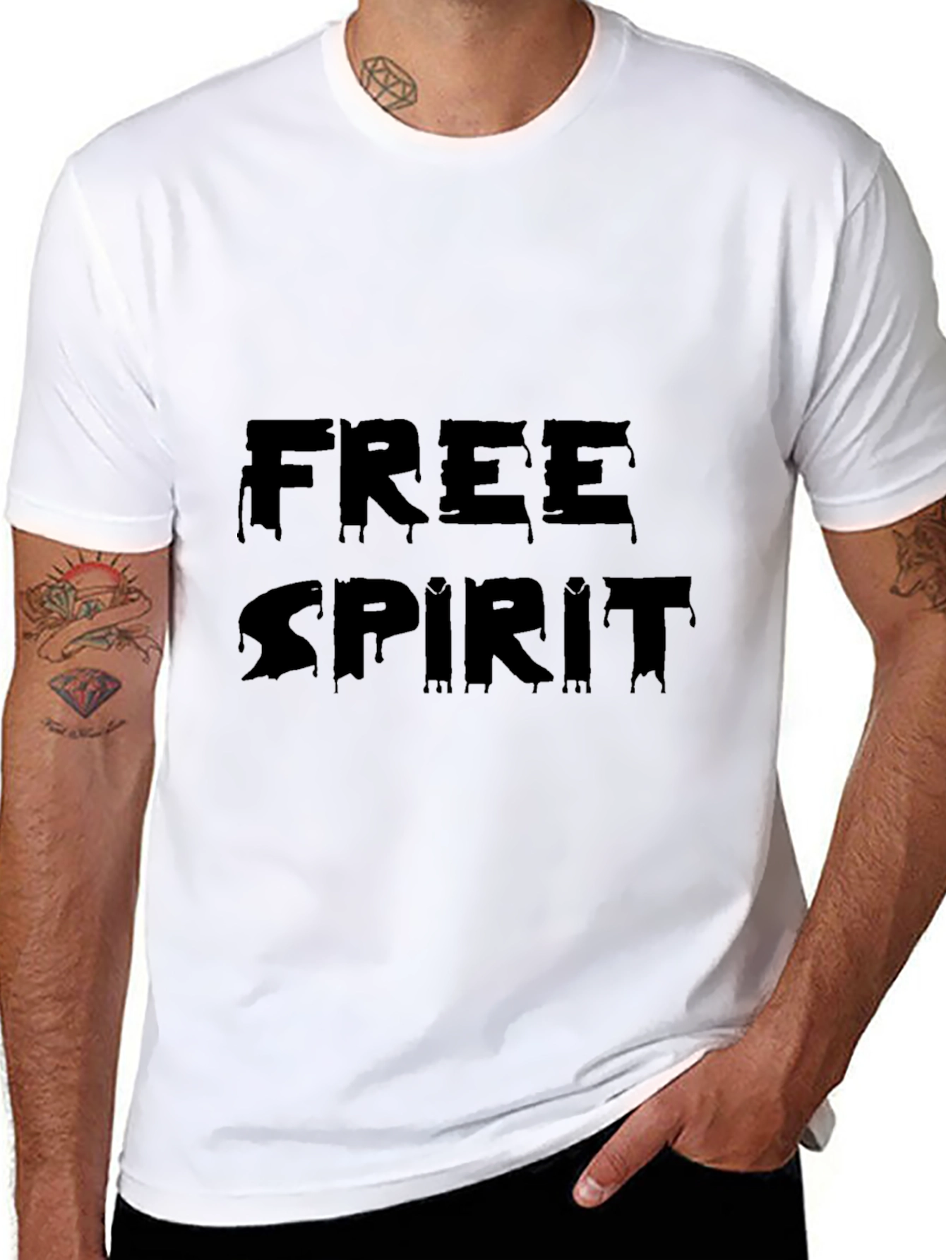 Free Spirit Black T-Shirt - Mens Casual Wear