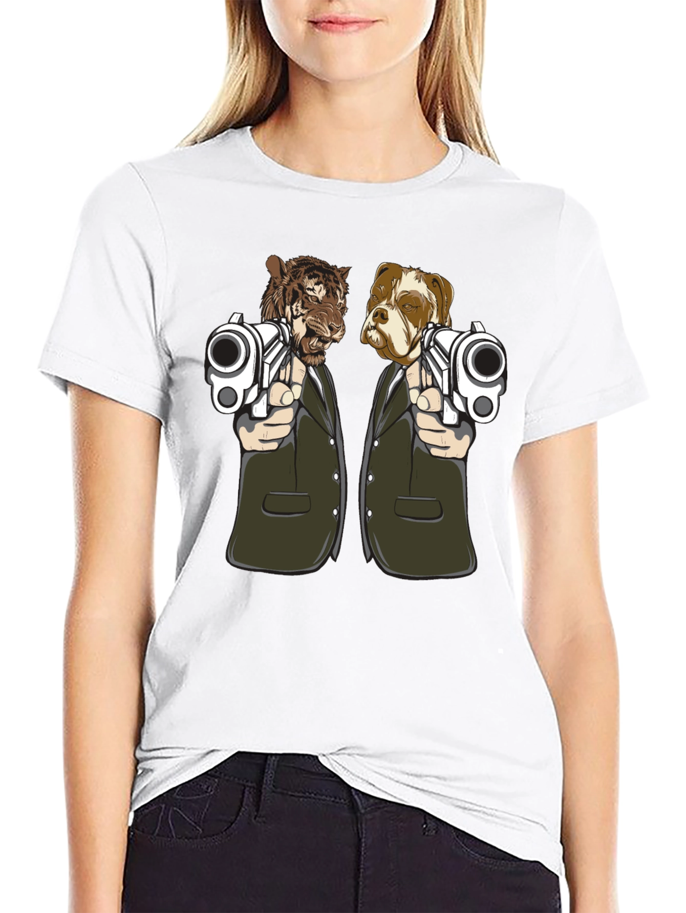 Gangster Animals Graphic Tee - Tiger & Dog