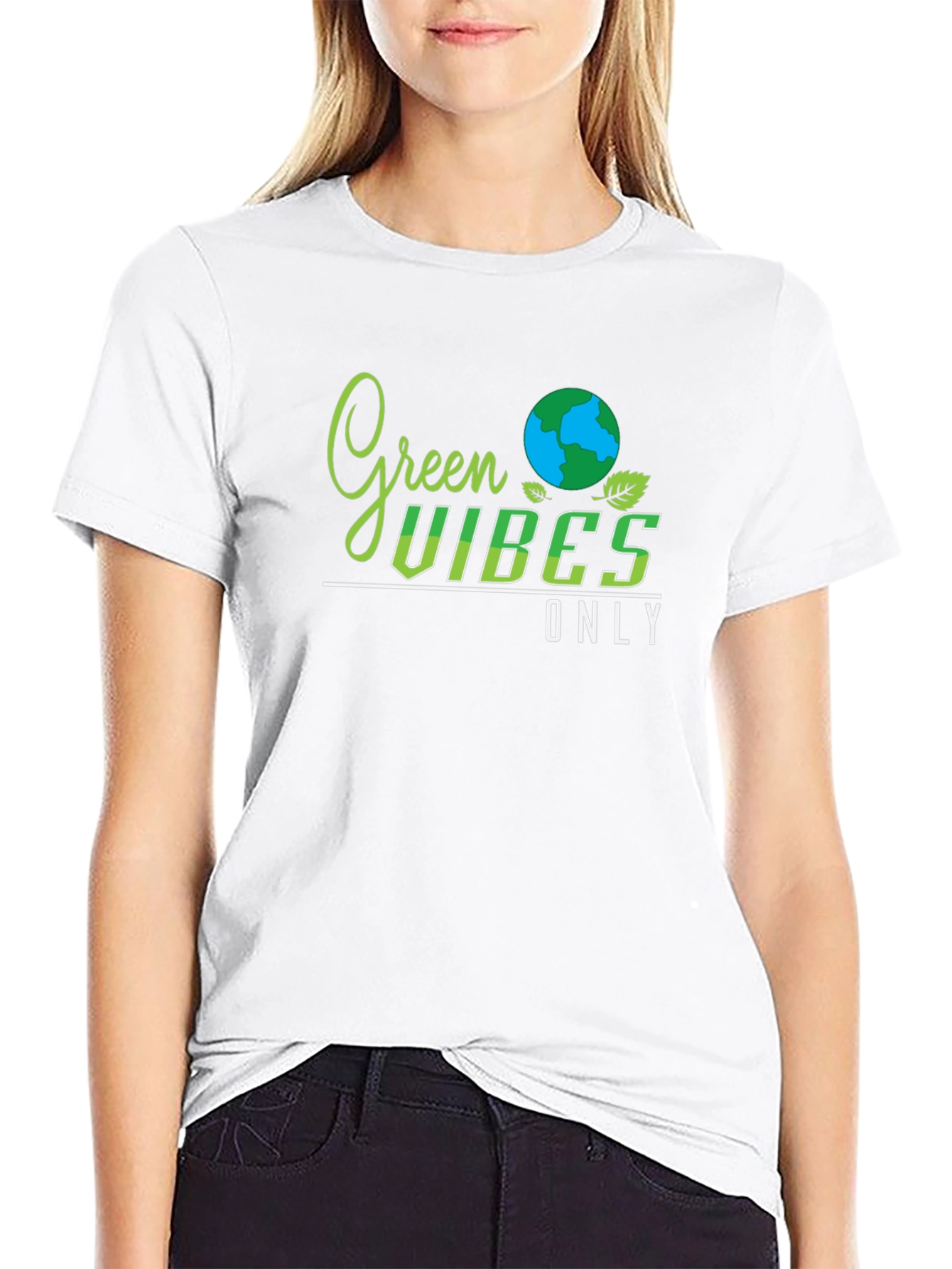Green Vibes Only Black T-Shirt