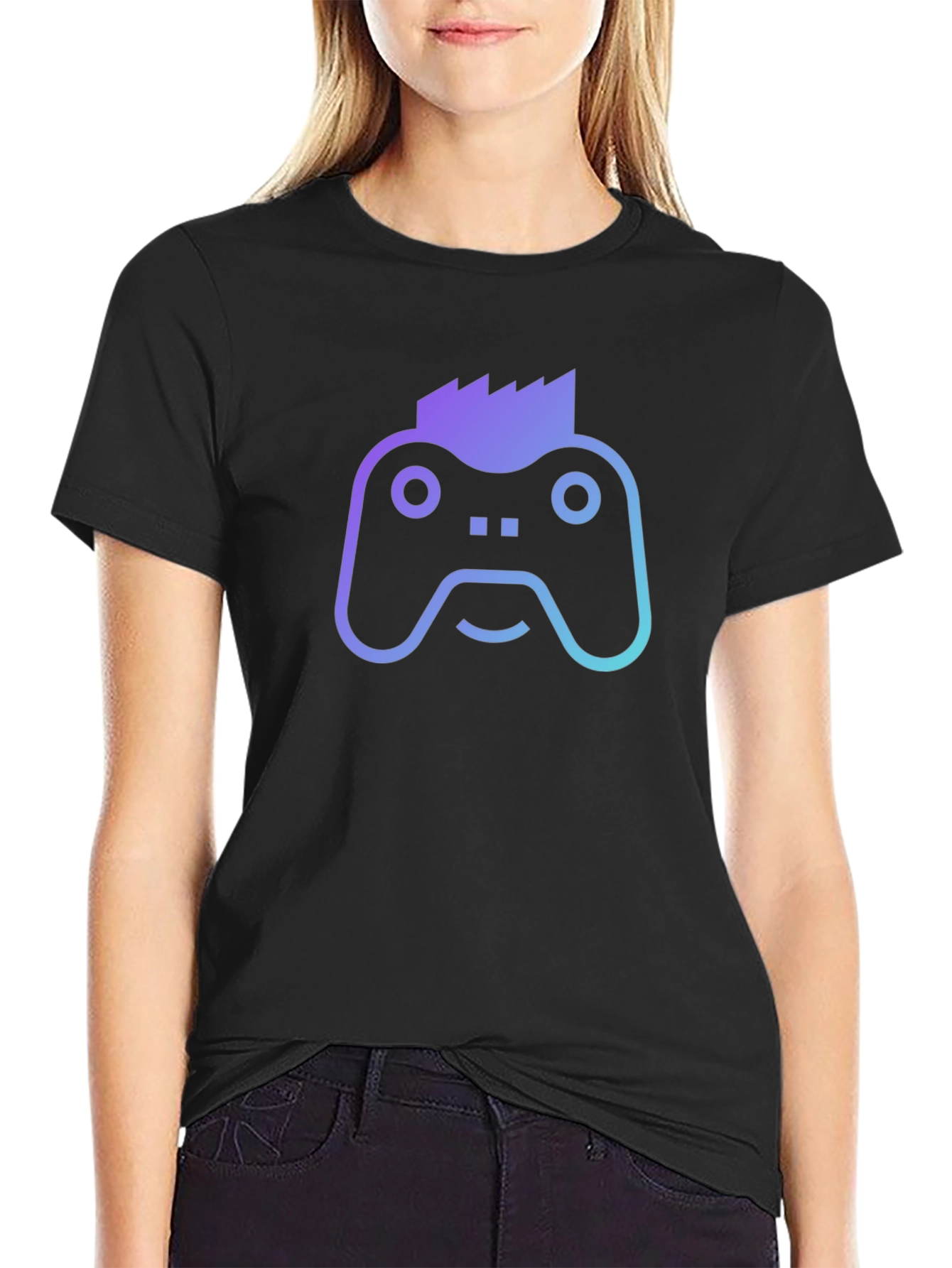 Gamer Controller Punk Graphic Tee - Black Cotton T-Shirt