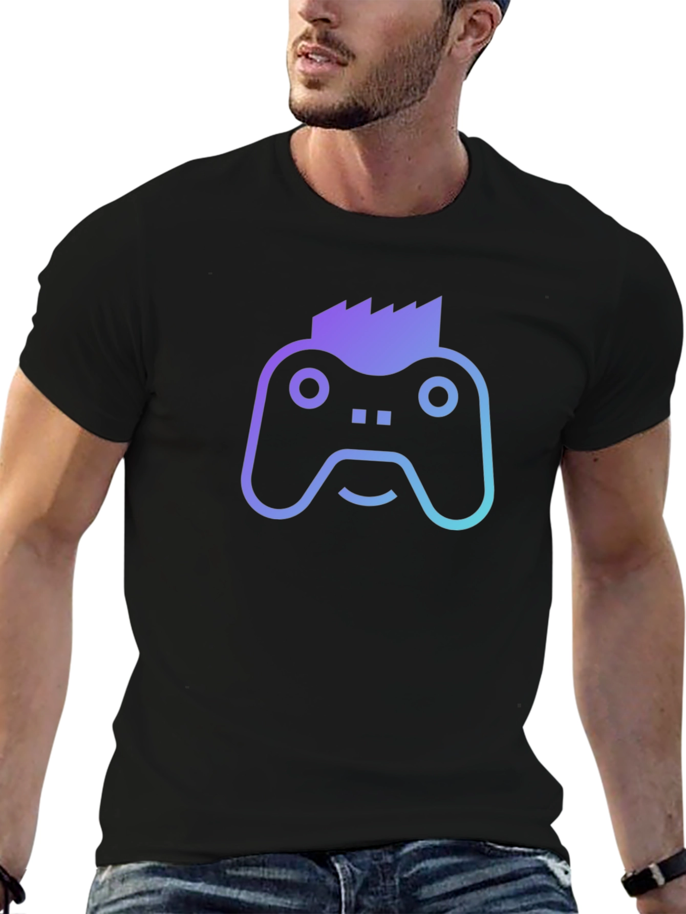 Gamer Controller Punk Graphic Tee - Black Cotton T-Shirt