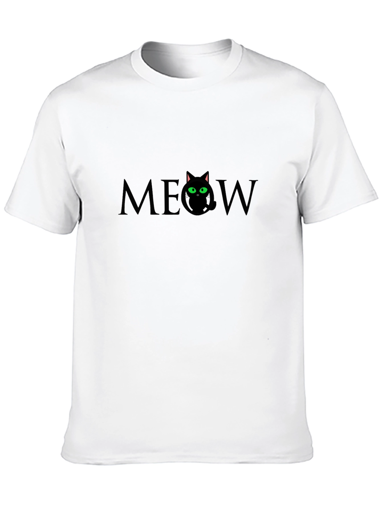 Meow Cat Graphic T-Shirt - Black Cotton Tee