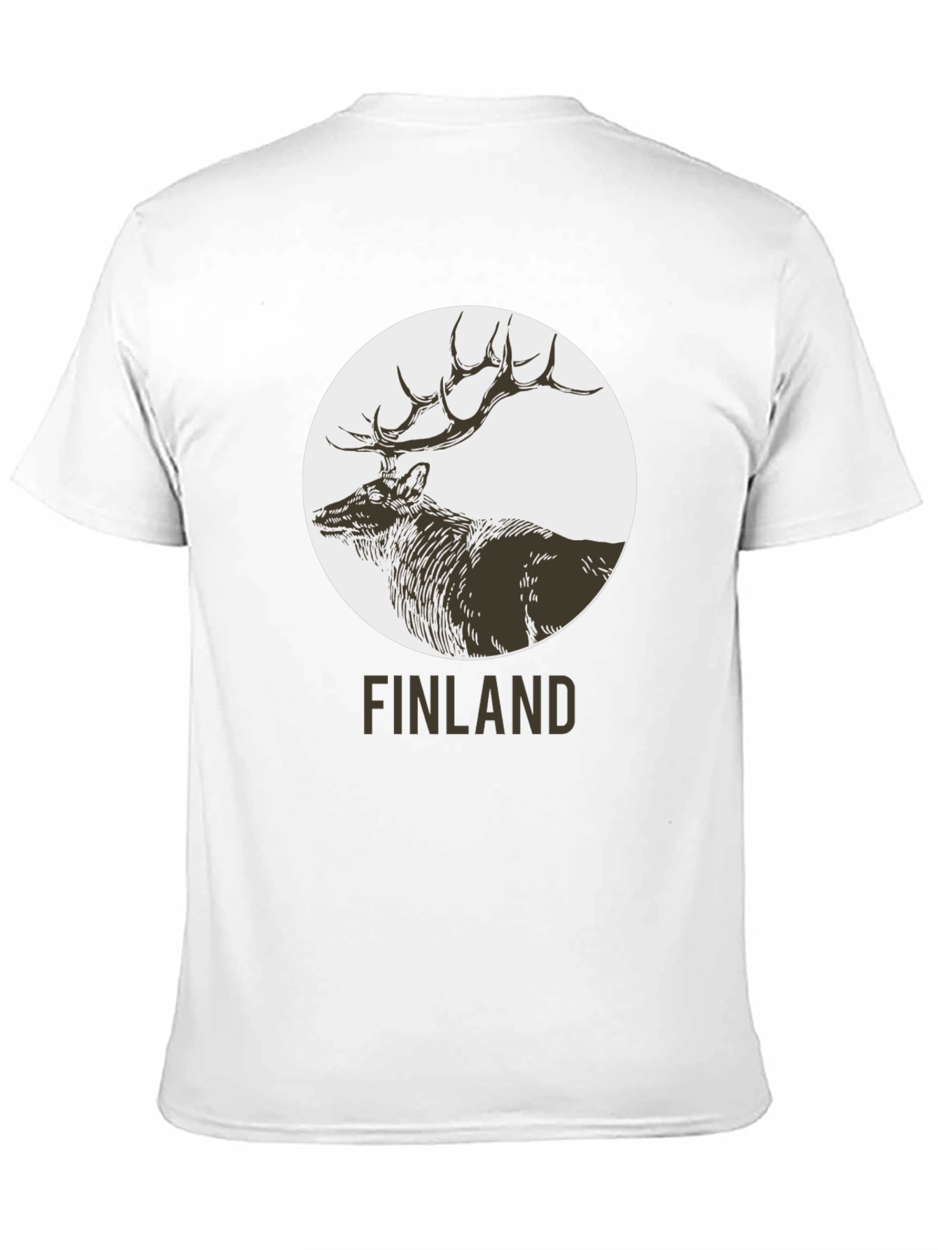 Finland Deer Graphic Print Black T-Shirt