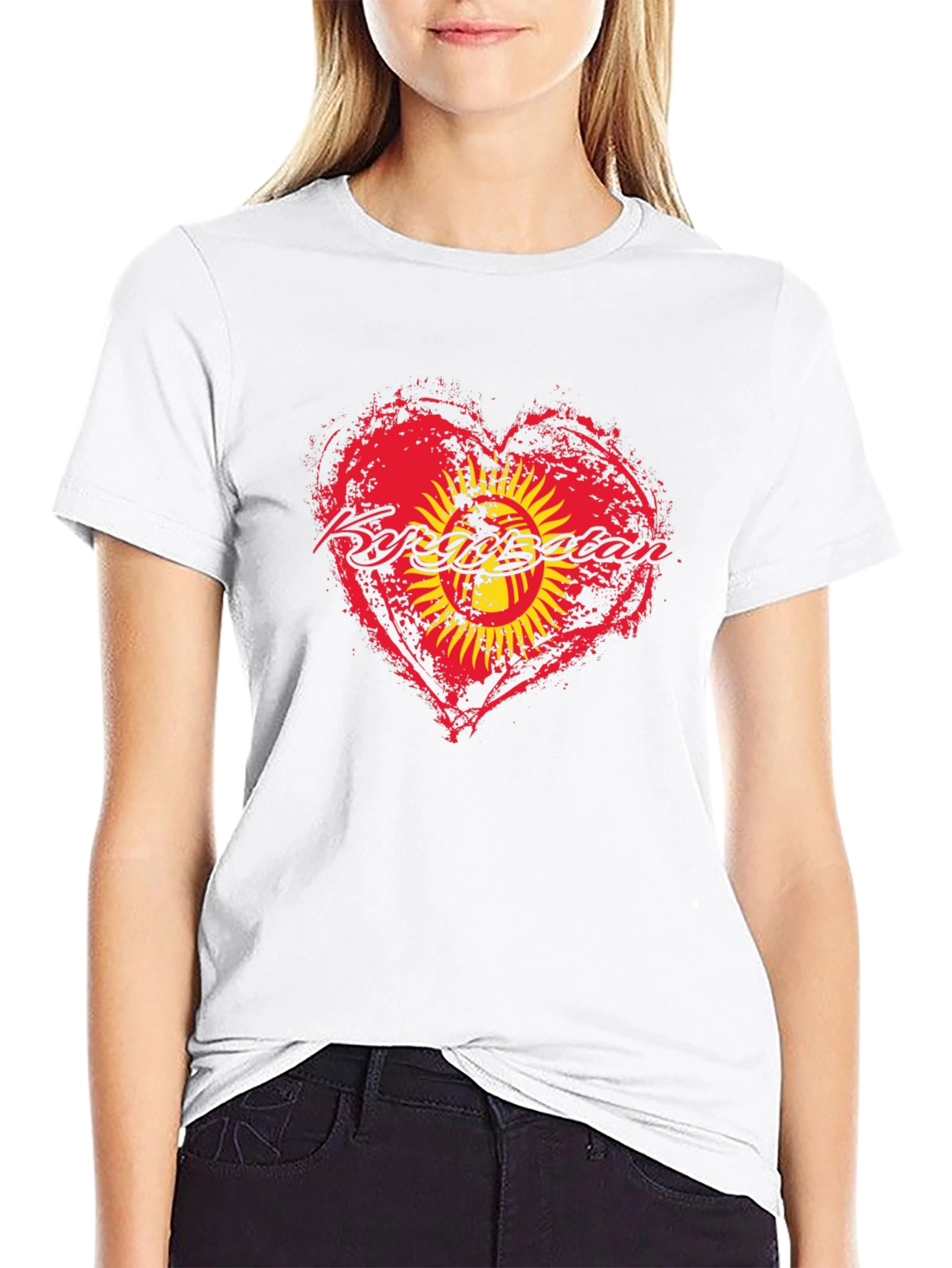 Kyrgyzstan Flag Heart T-Shirt