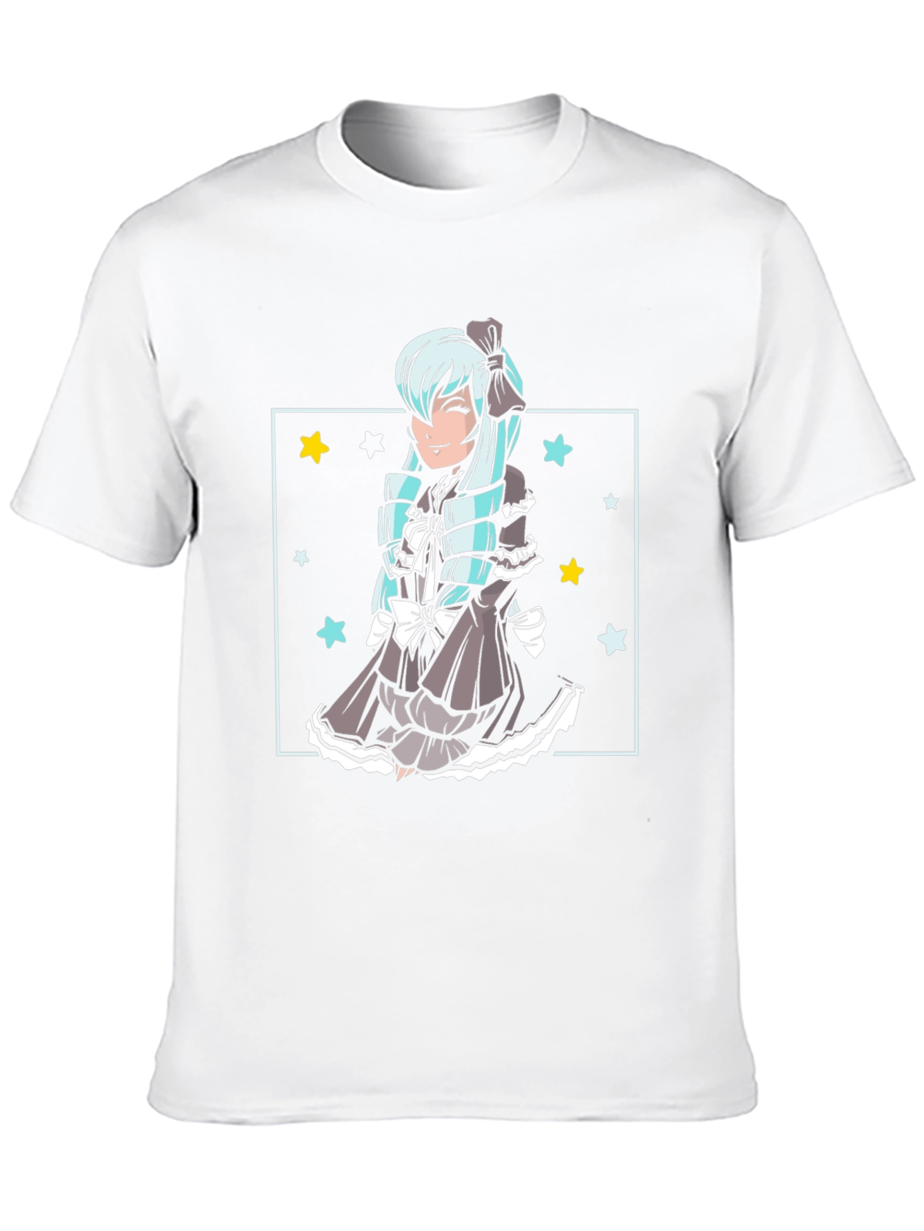 Anime Girl Graphic Tee - Black Cotton Comfort
