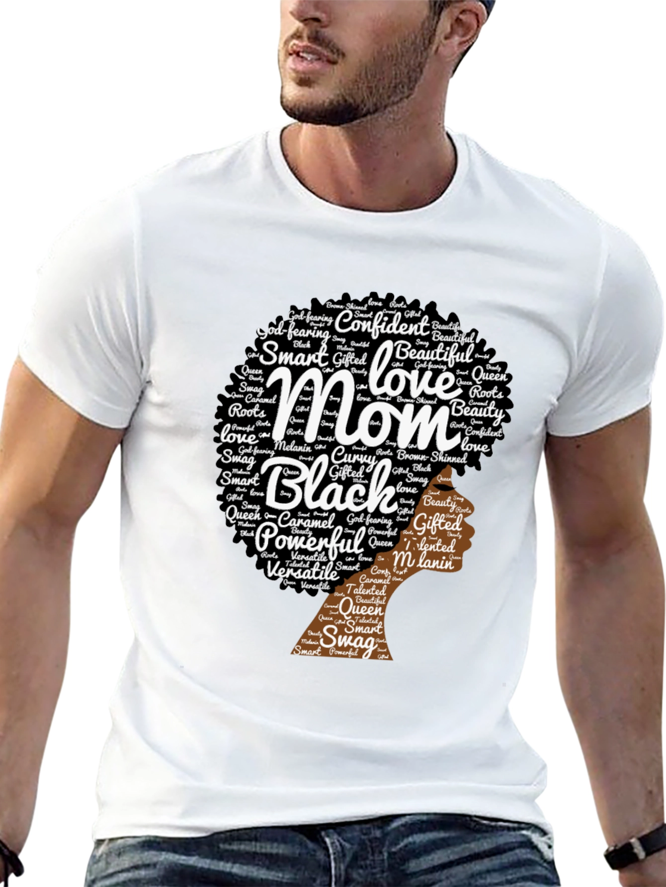 Black Mom T-Shirt - Afro Word Art