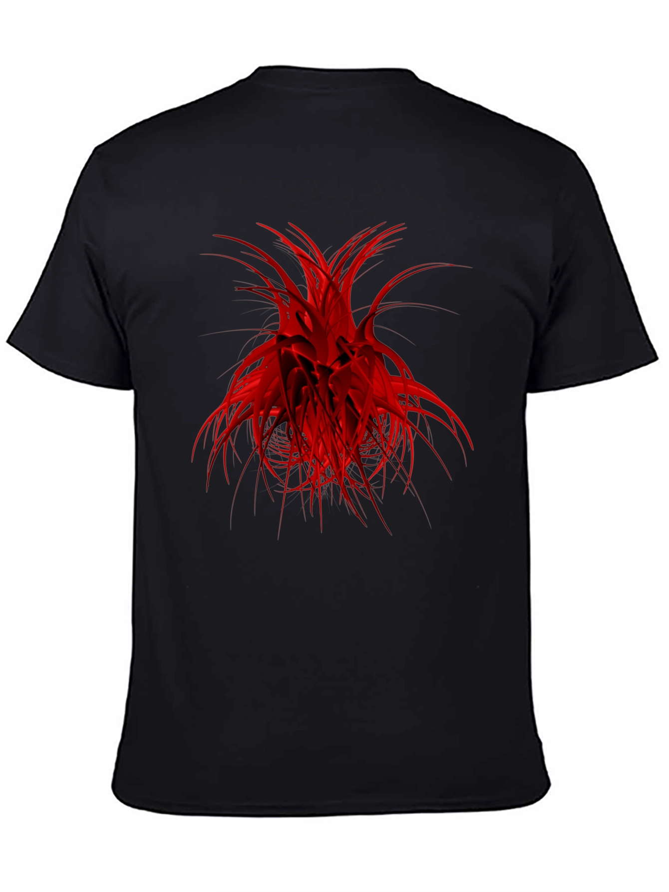 Abstract Red Graphic Black T-Shirt