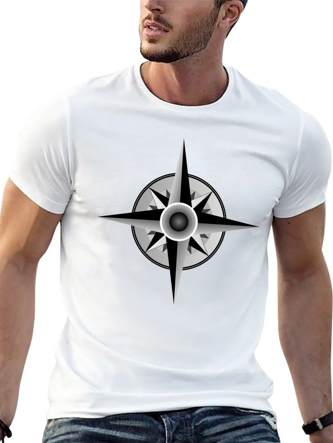 Compass Rose Graphic Black T-Shirt