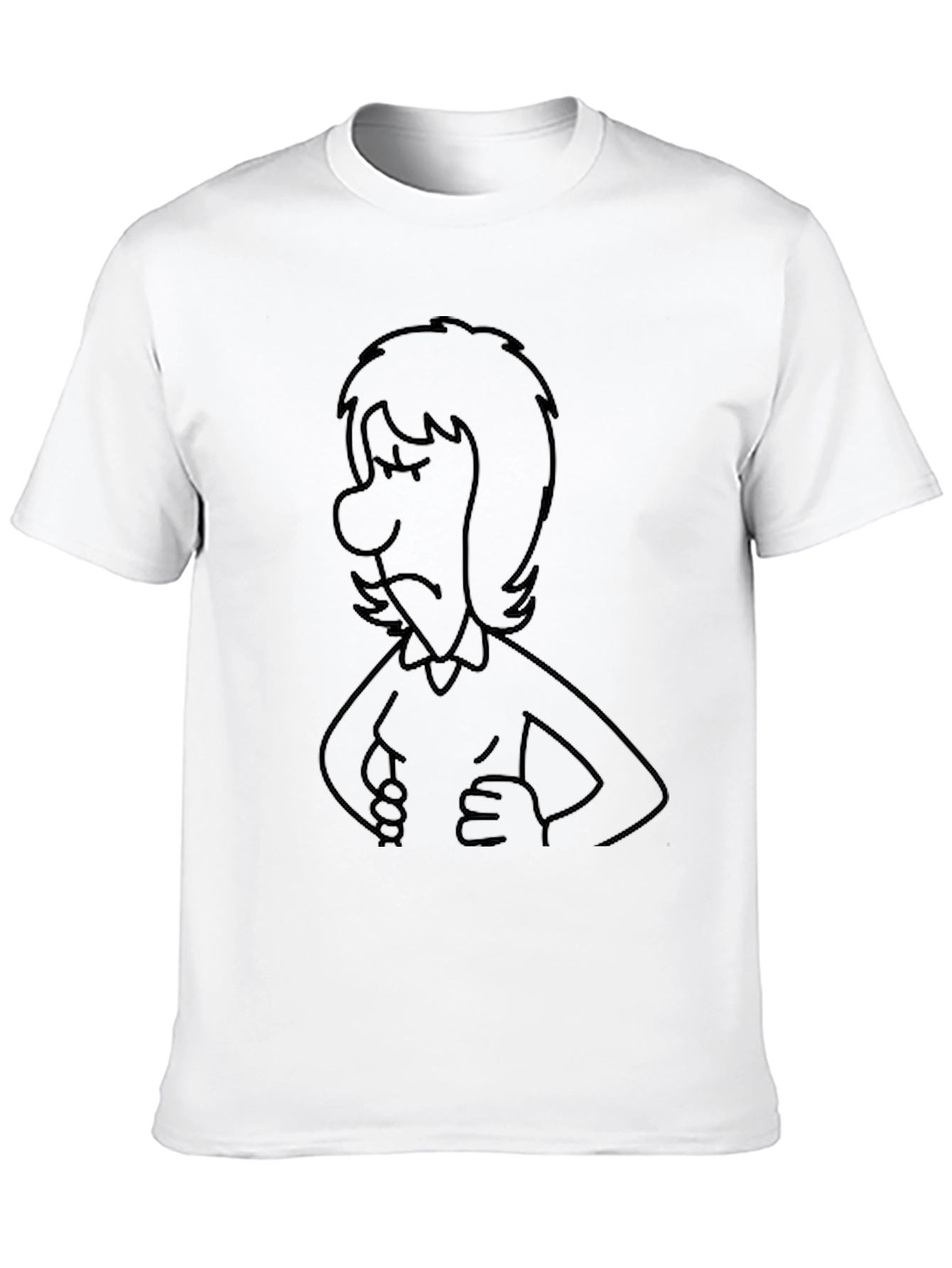 Sad Cartoon Character Black T-Shirt