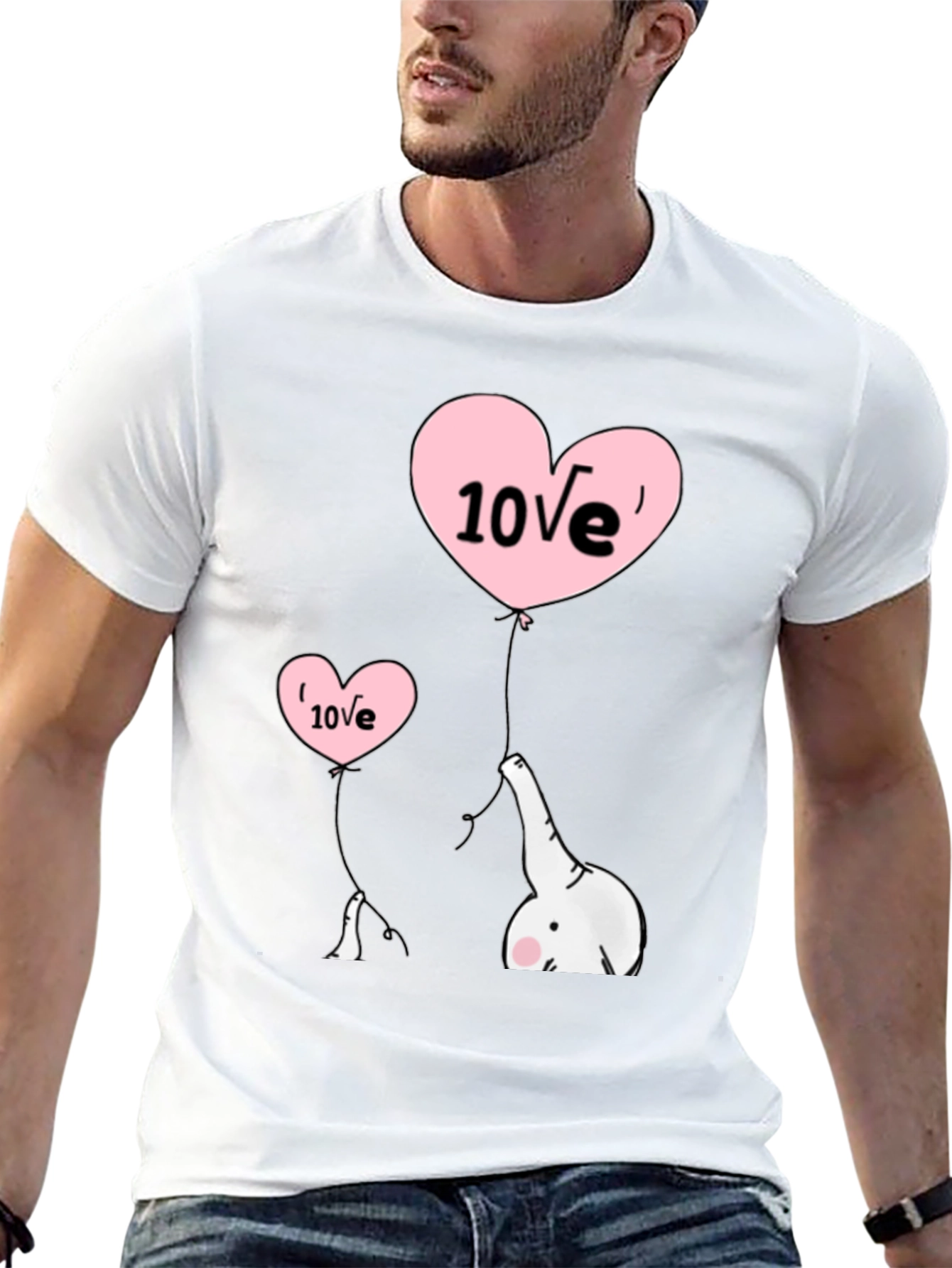 Cute Elephant Love Balloons Black T-Shirt