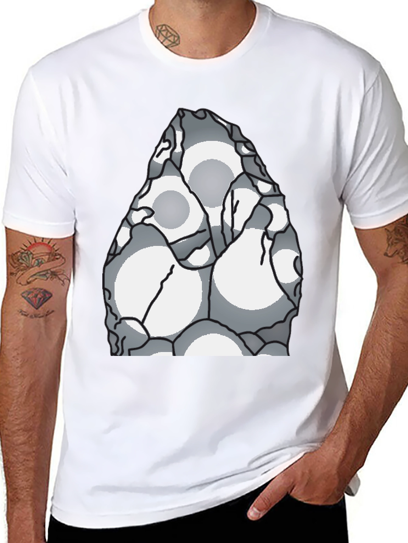 Abstract Circle Pattern Black T-Shirt