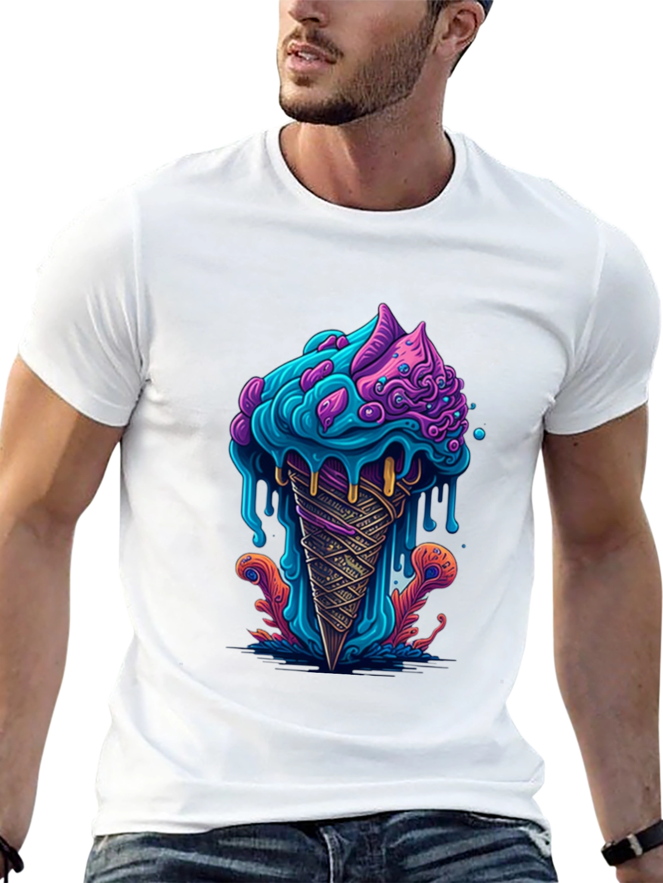 Psychedelic Ice Cream Cone Graphic Tee