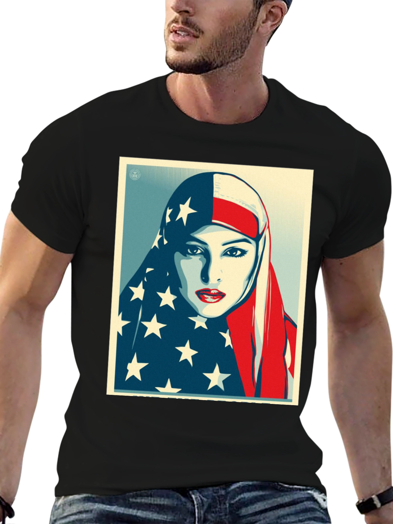 American Flag Hijab Graphic T-Shirt