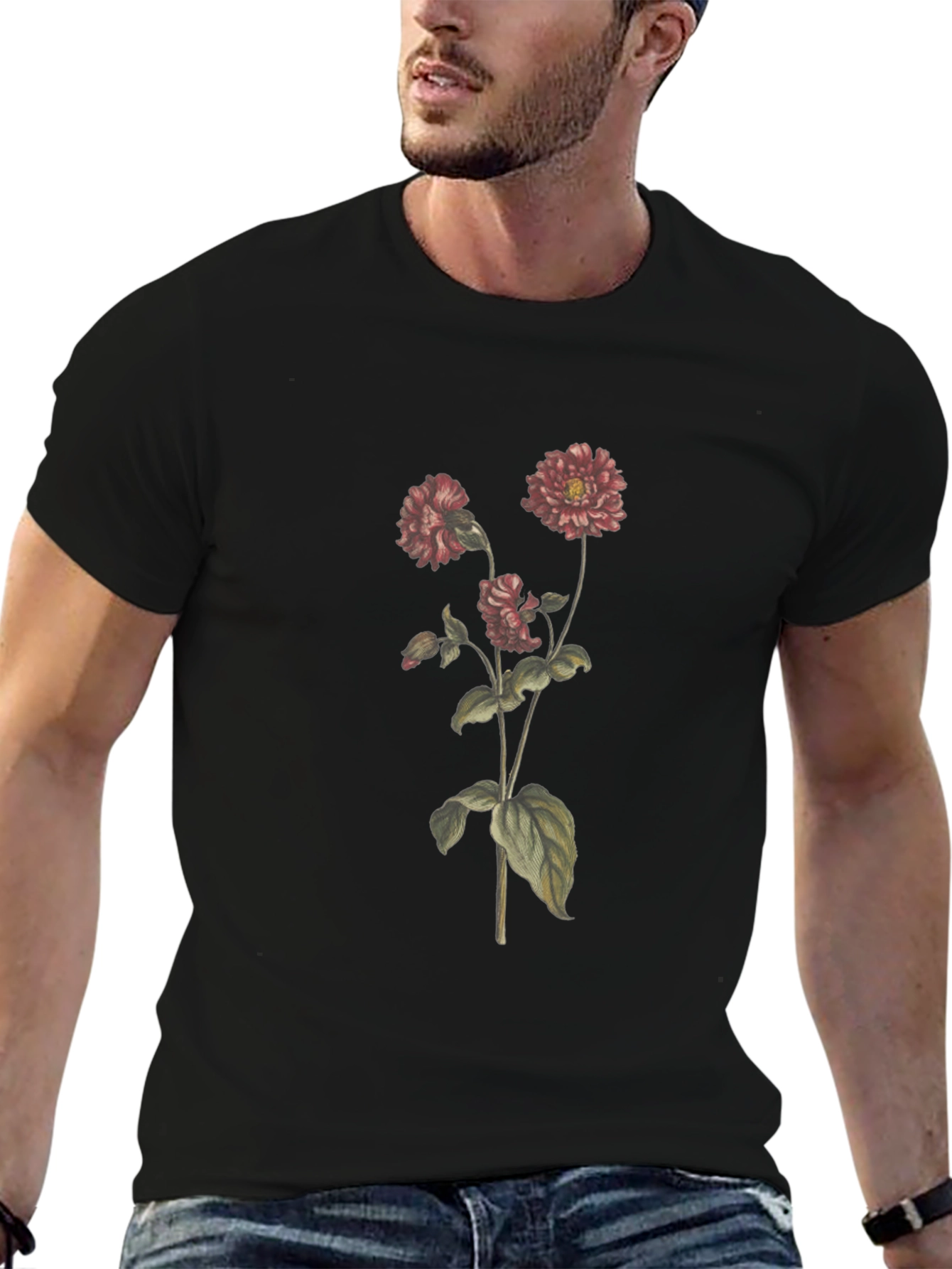 Floral Graphic Black T-Shirt
