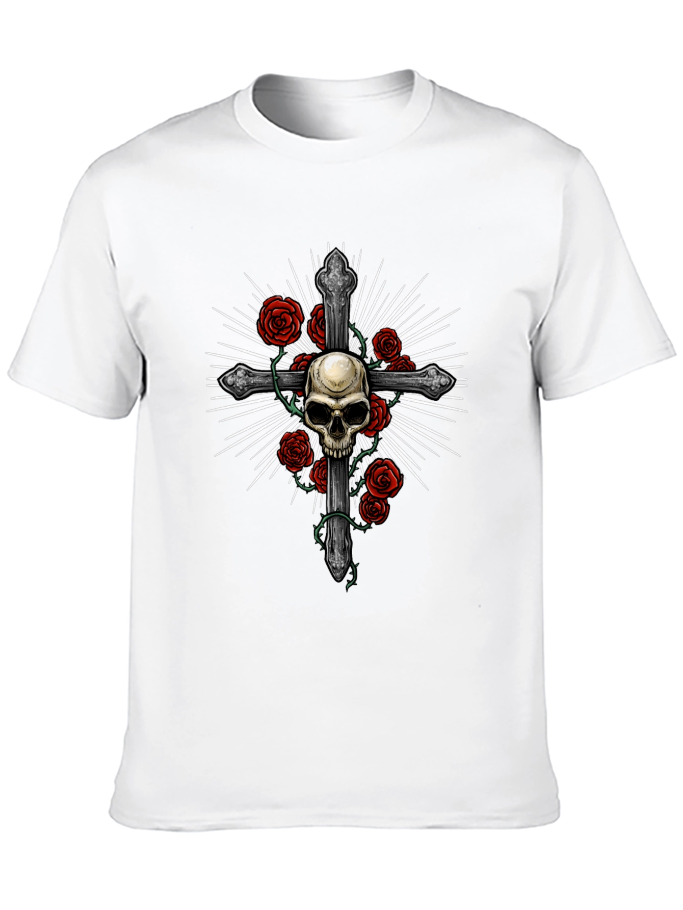 Skull & Roses Graphic Tee - Edgy Mens T-Shirt