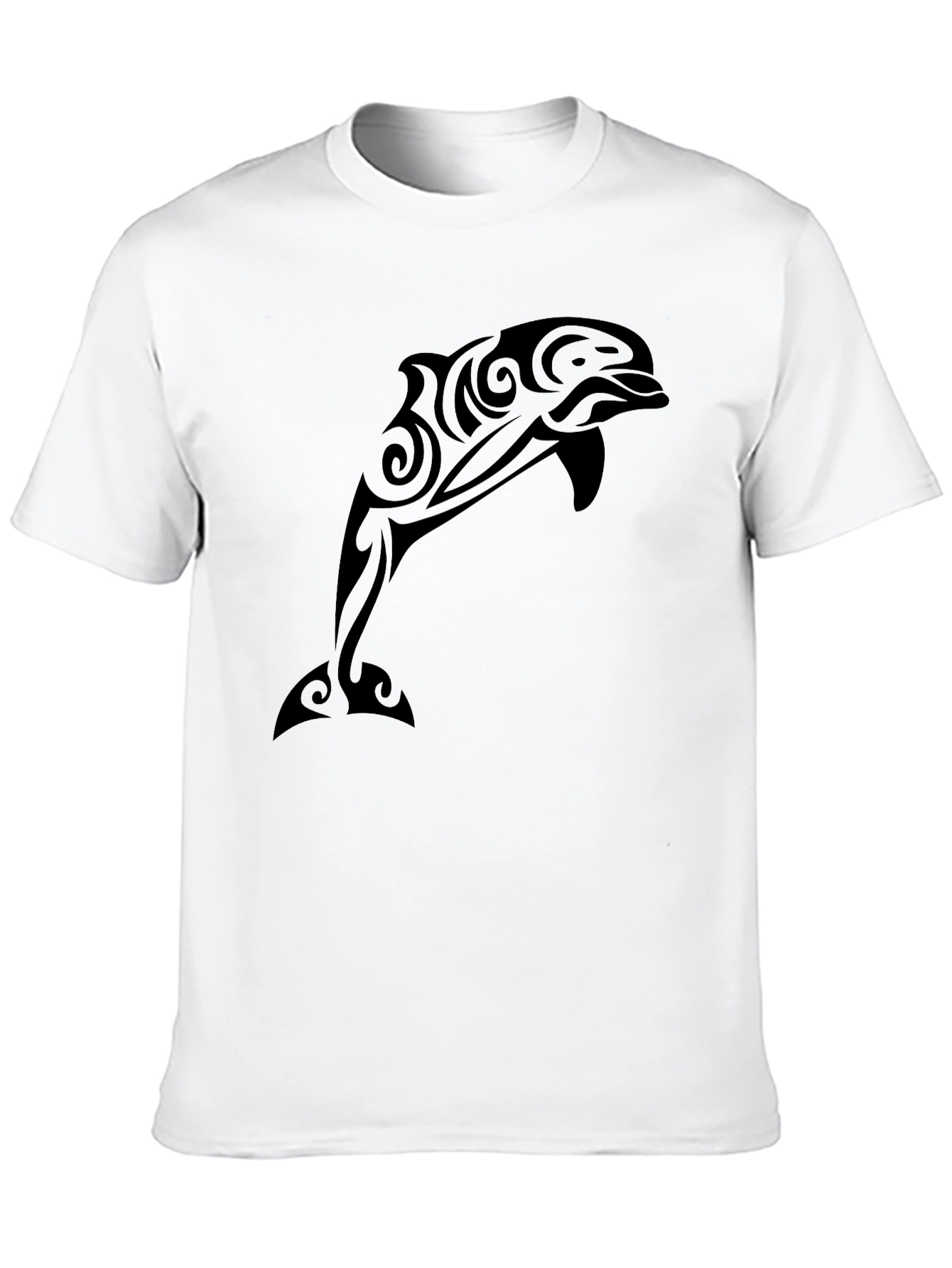Tribal Dolphin Graphic Tee - Black Casual T-Shirt